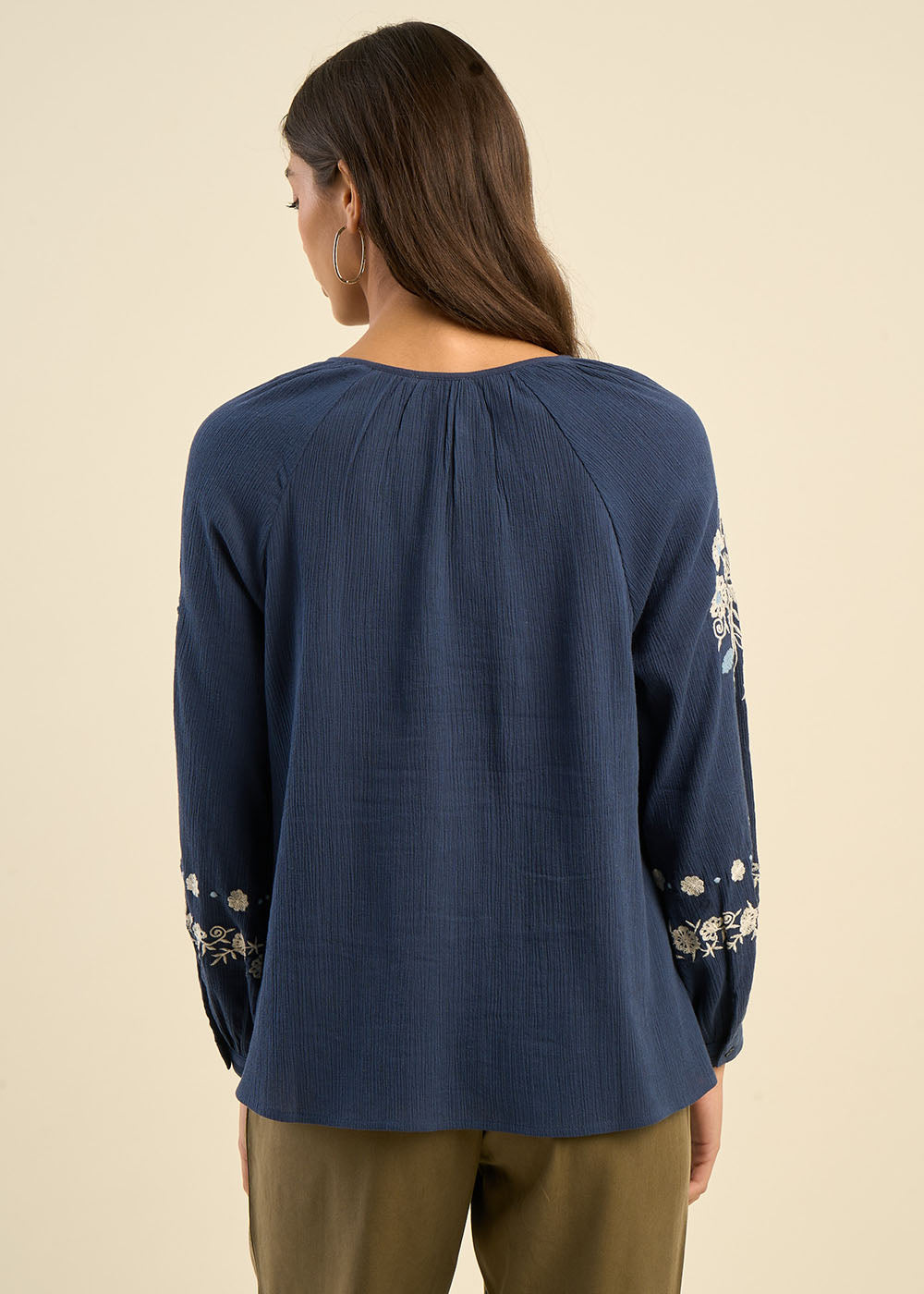 TOKAMA Loose-fitting embroidered blouse in cotton gauze - 3 - Sud Express - Sud Express