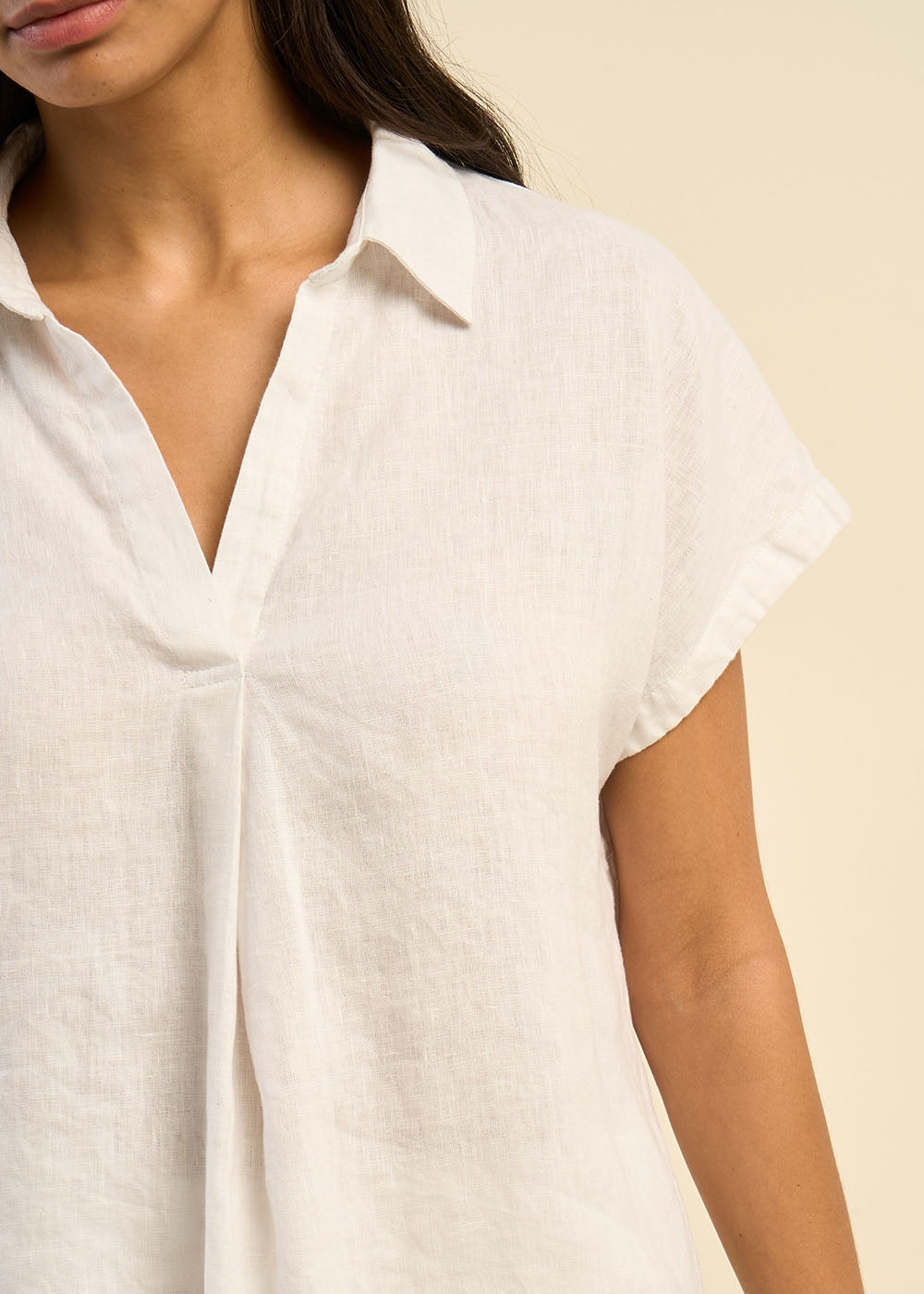 TAMINA Linen Blouse with V Neck - 2 - Sud Express - Sud Express
