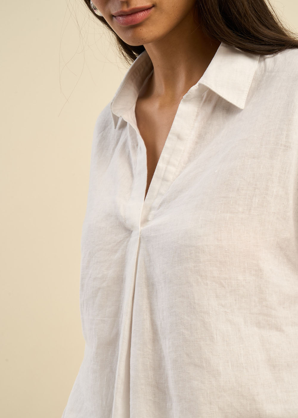 TAMINA Linen Blouse with V Neck - 4 - Sud Express - Sud Express
