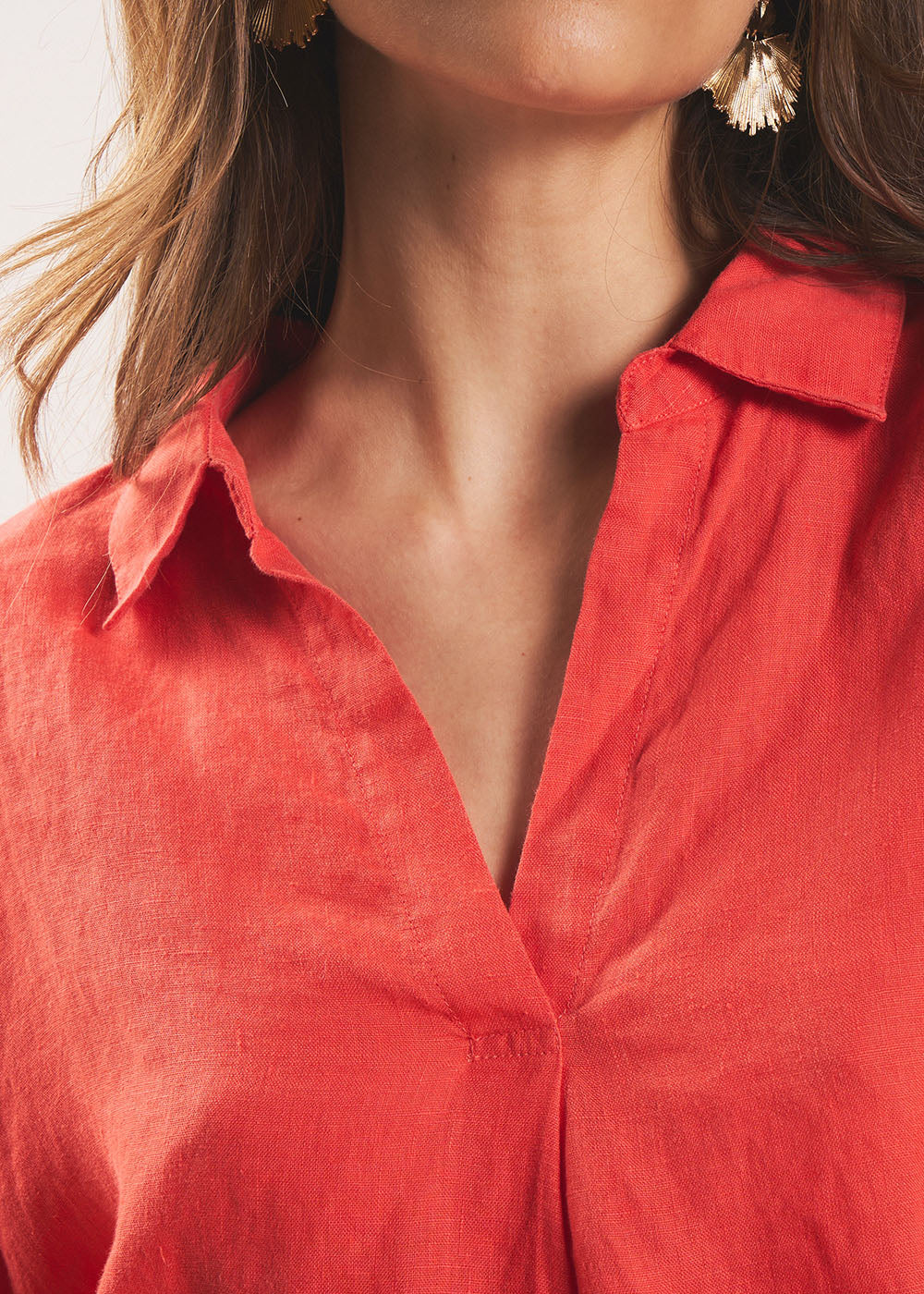 TAMINA Linen Blouse with V Neck - 2 - Sud Express - Sud Express