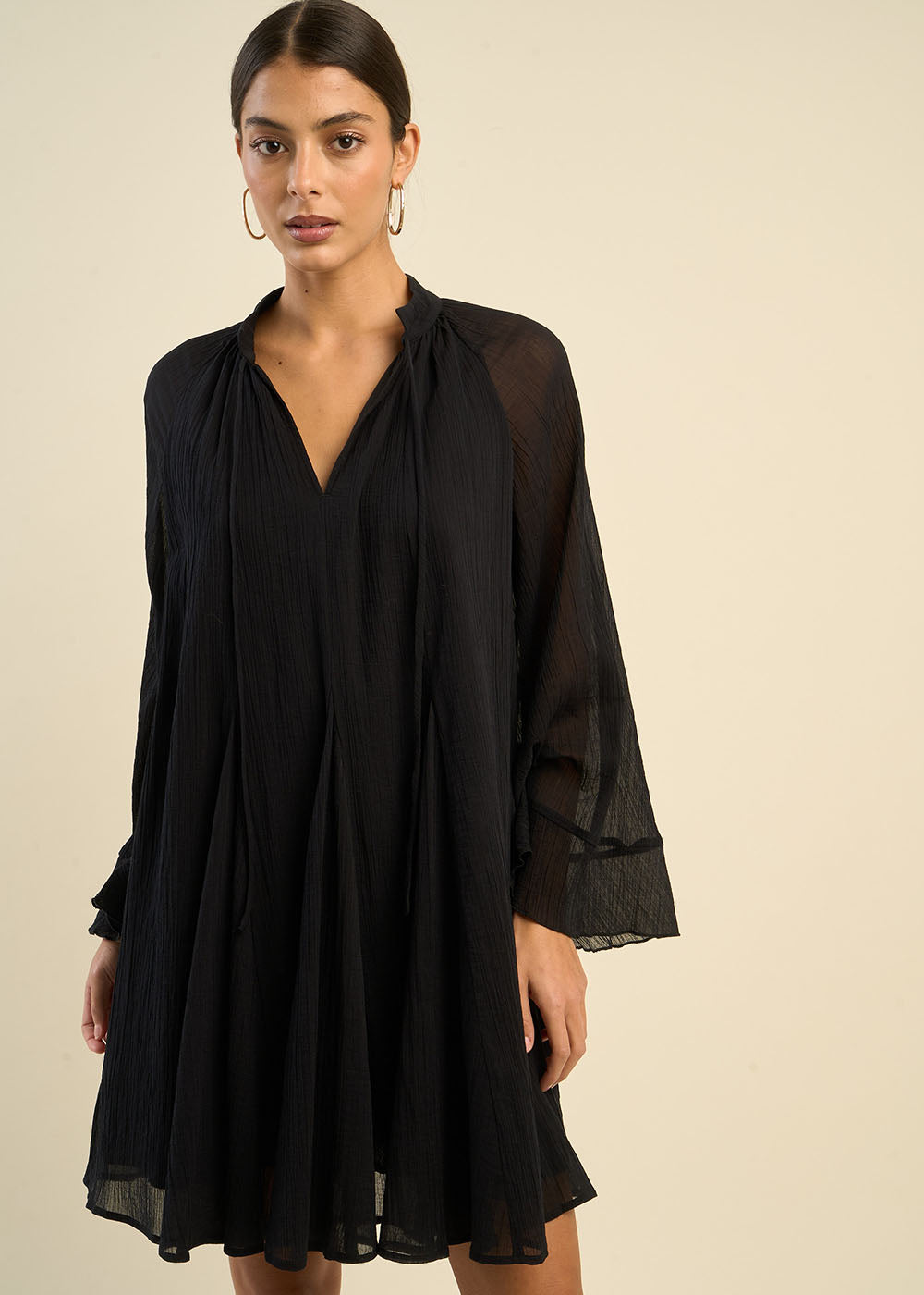 RALONA Short flared dress with flared sleeves - 1 - Sud Express - Sud Express