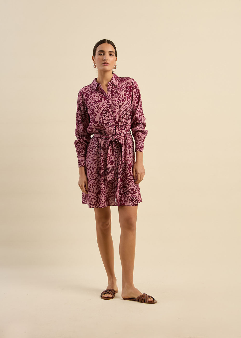 Shirt-style patterned short dress - Sud Express - 5 - Sud Express