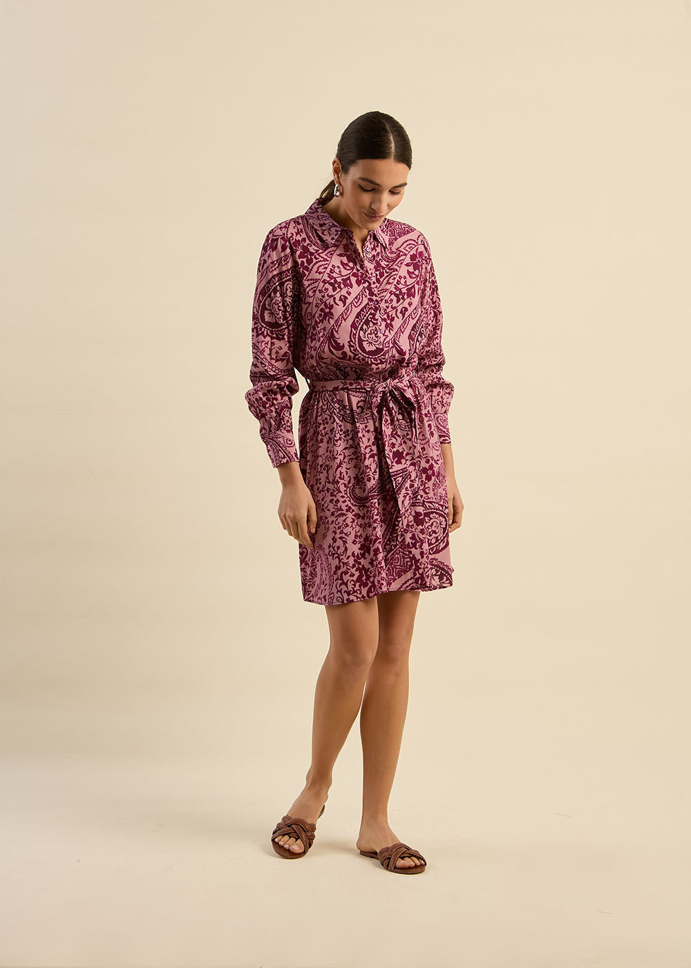 Shirt-style patterned short dress - Sud Express - 6 - Sud Express