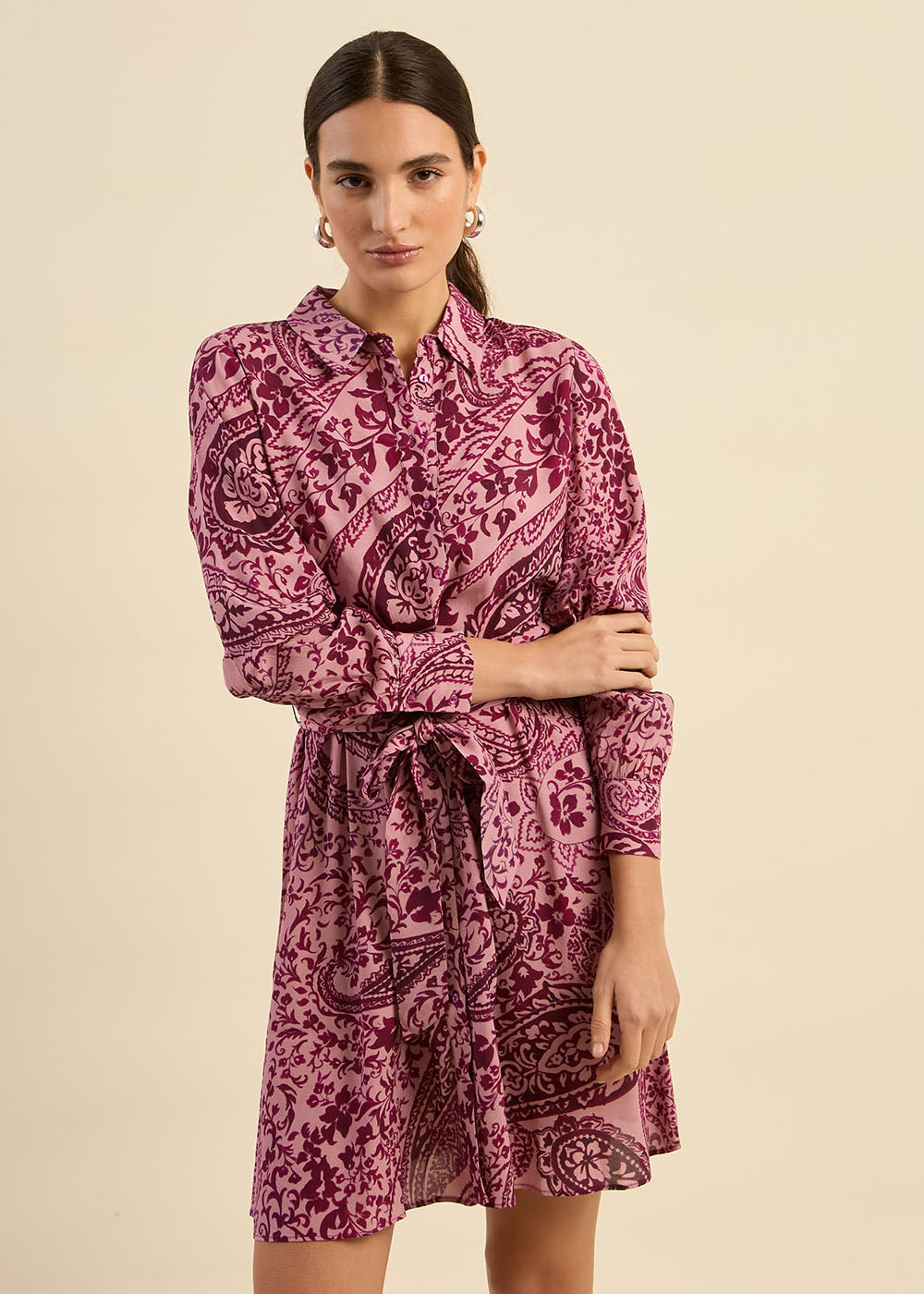 Shirt-style patterned short dress - Sud Express - 7 - Sud Express