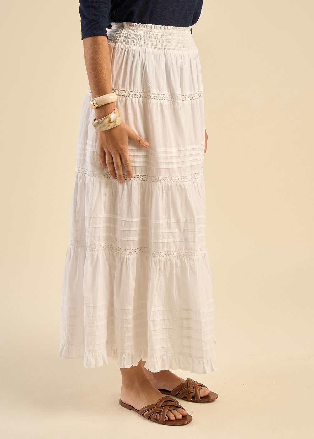 JOLINIE Bohemian long skirt with ruffles and lace - 4 - Sud Express - Sud Express