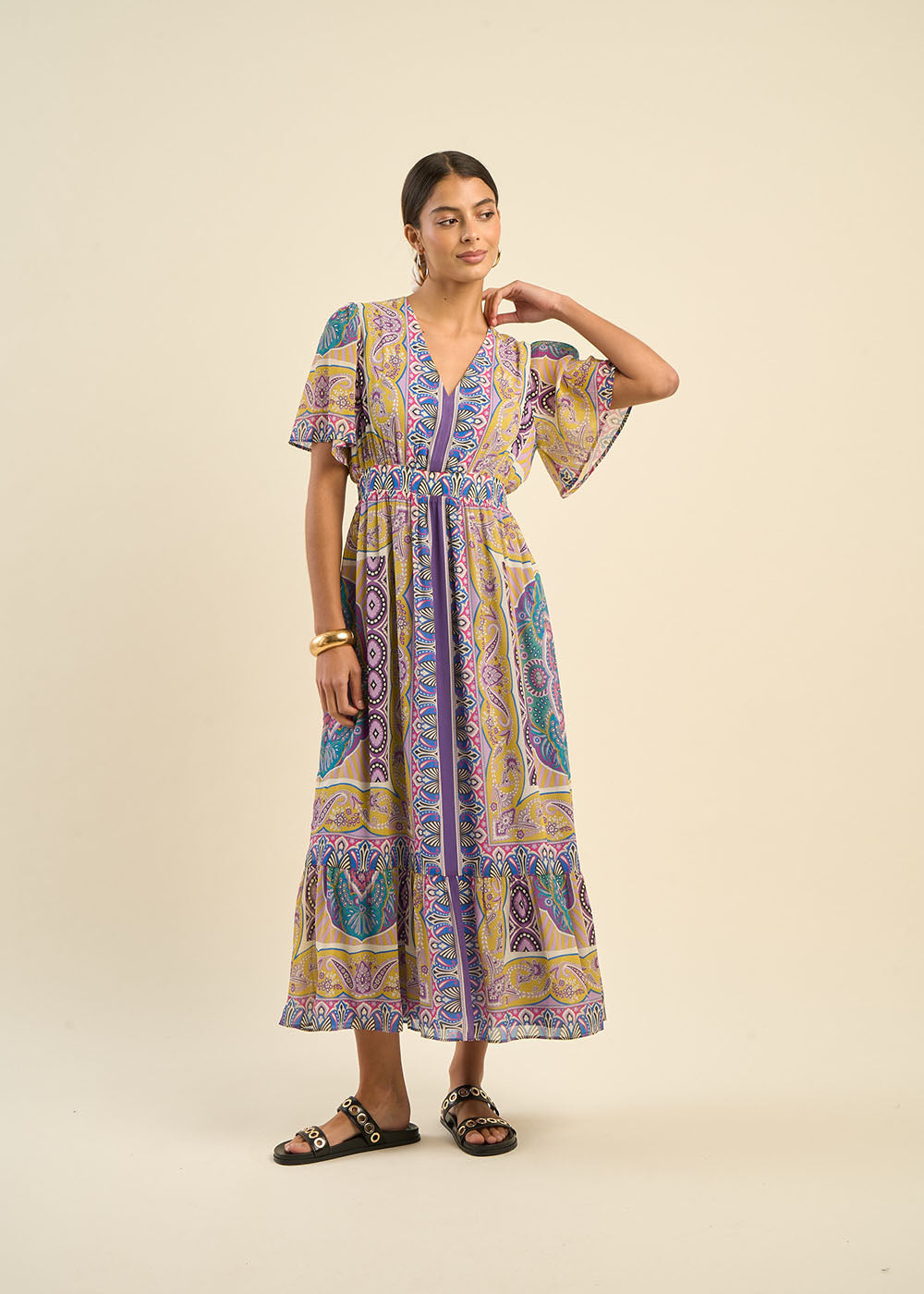 RAMATHA Patterned V-neck maxi dress - 4 - Sud Express - Sud Express