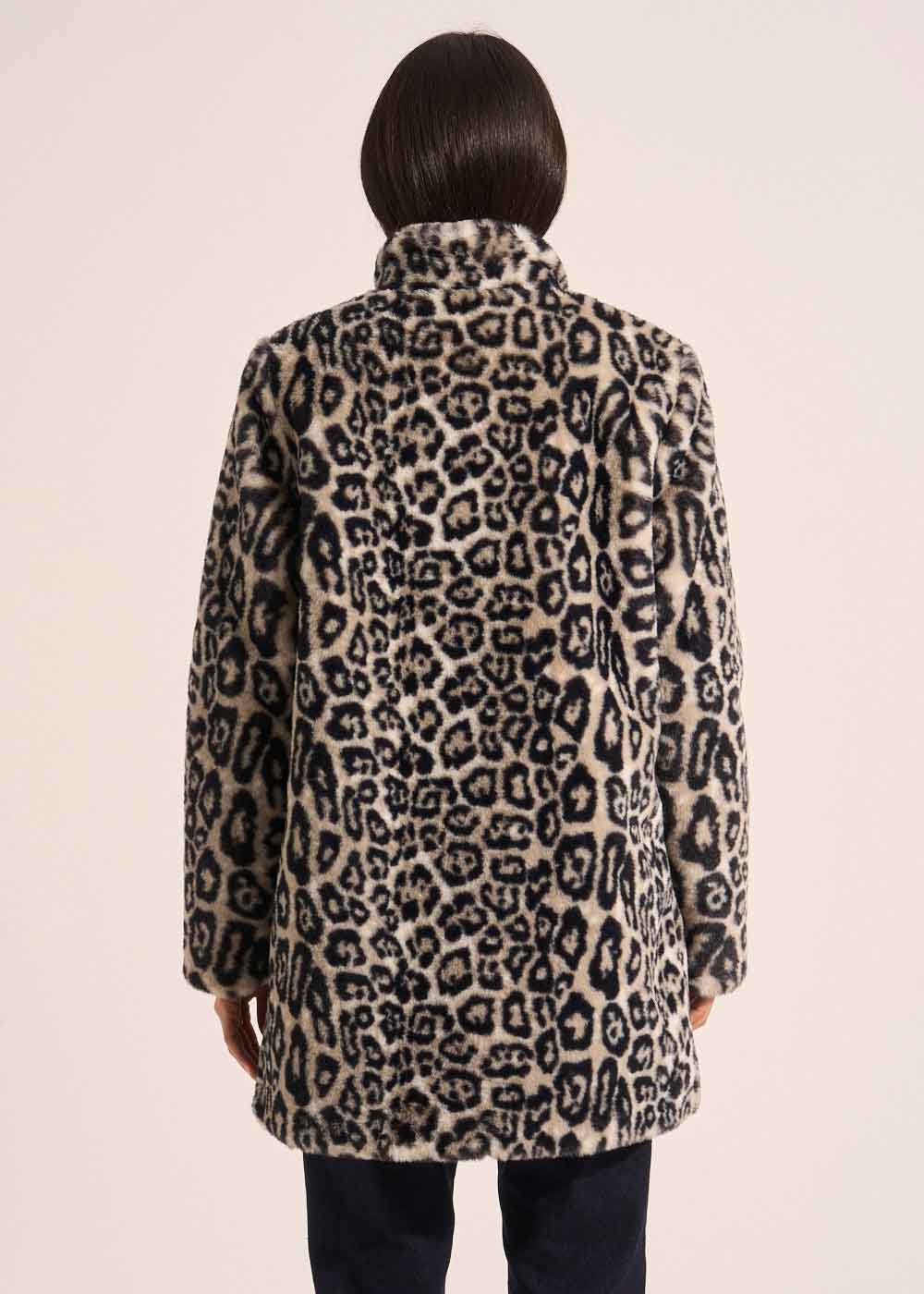 MINTY Fitted leopard print faux fur coat with stand-up collar - 3 - Sud Express - Sud Express
