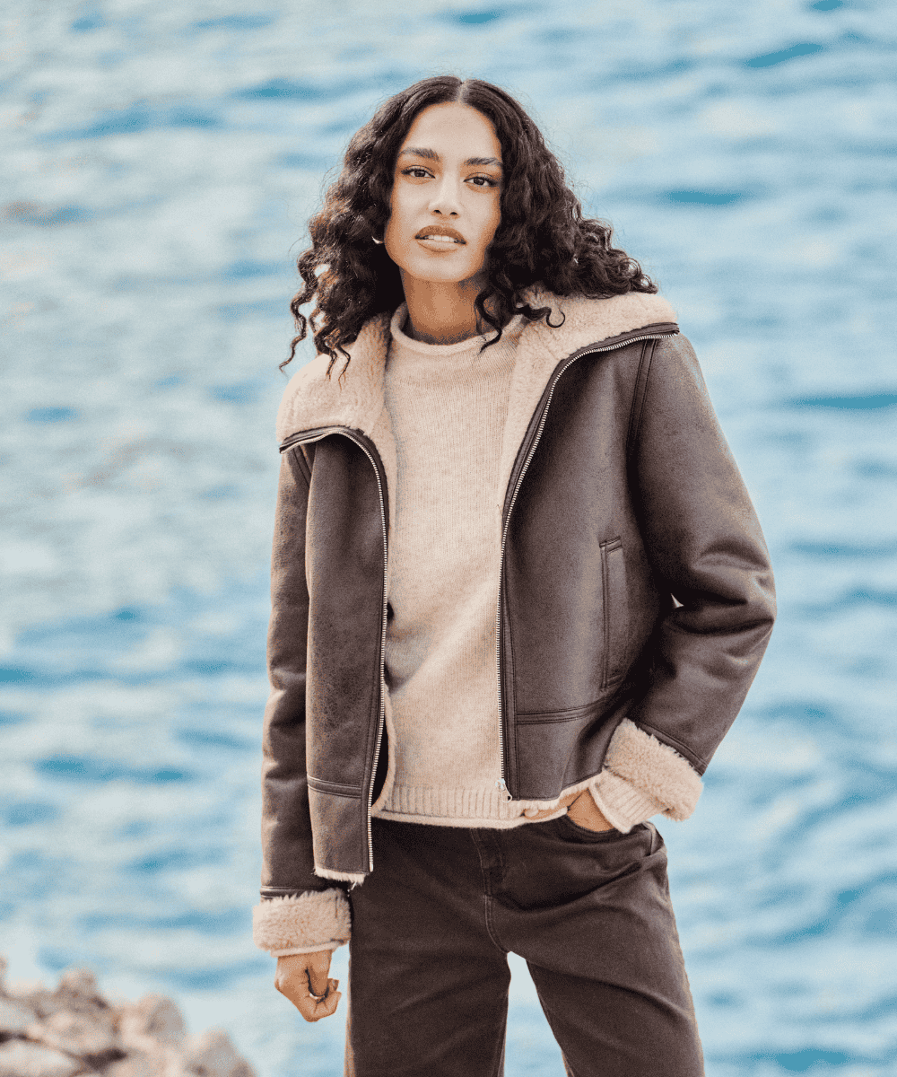 MALTAZI Faux sheepskin coat with faux fur lining - 1 - Sud Express - Sud Express