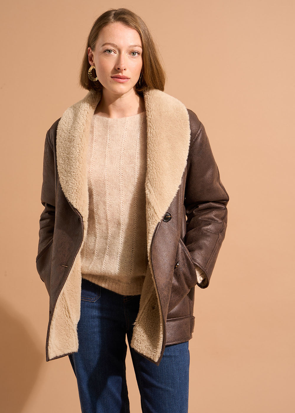 MIDNIGHT Long coat with faux fur lining - 1 - Sud Express - Sud Express