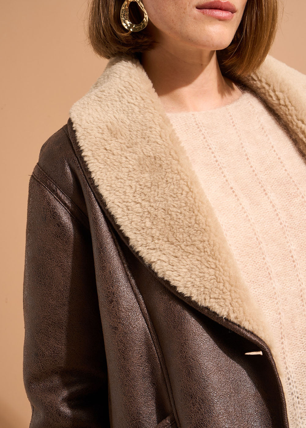 MIDNIGHT Long coat with faux fur lining - 2 - Sud Express - Sud Express