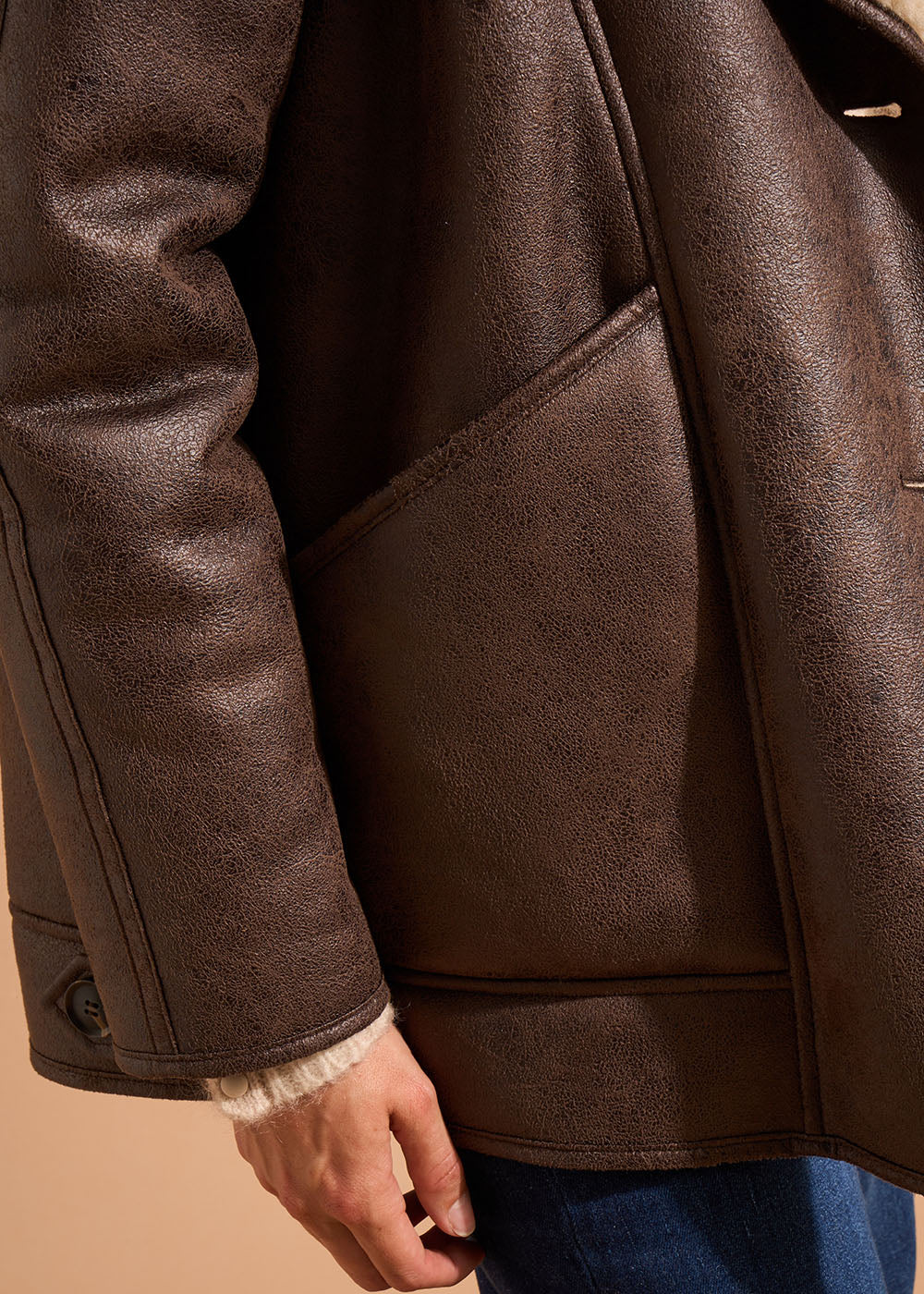 MIDNIGHT Long coat with faux fur lining - 4 - Sud Express - Sud Express