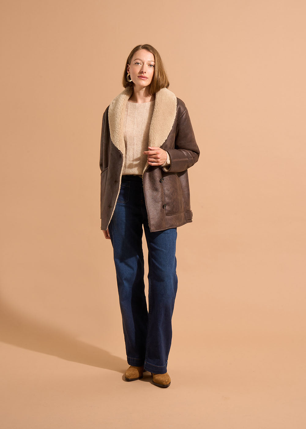 Long coat with faux fur lining - Sud Express - 5 - Sud Express