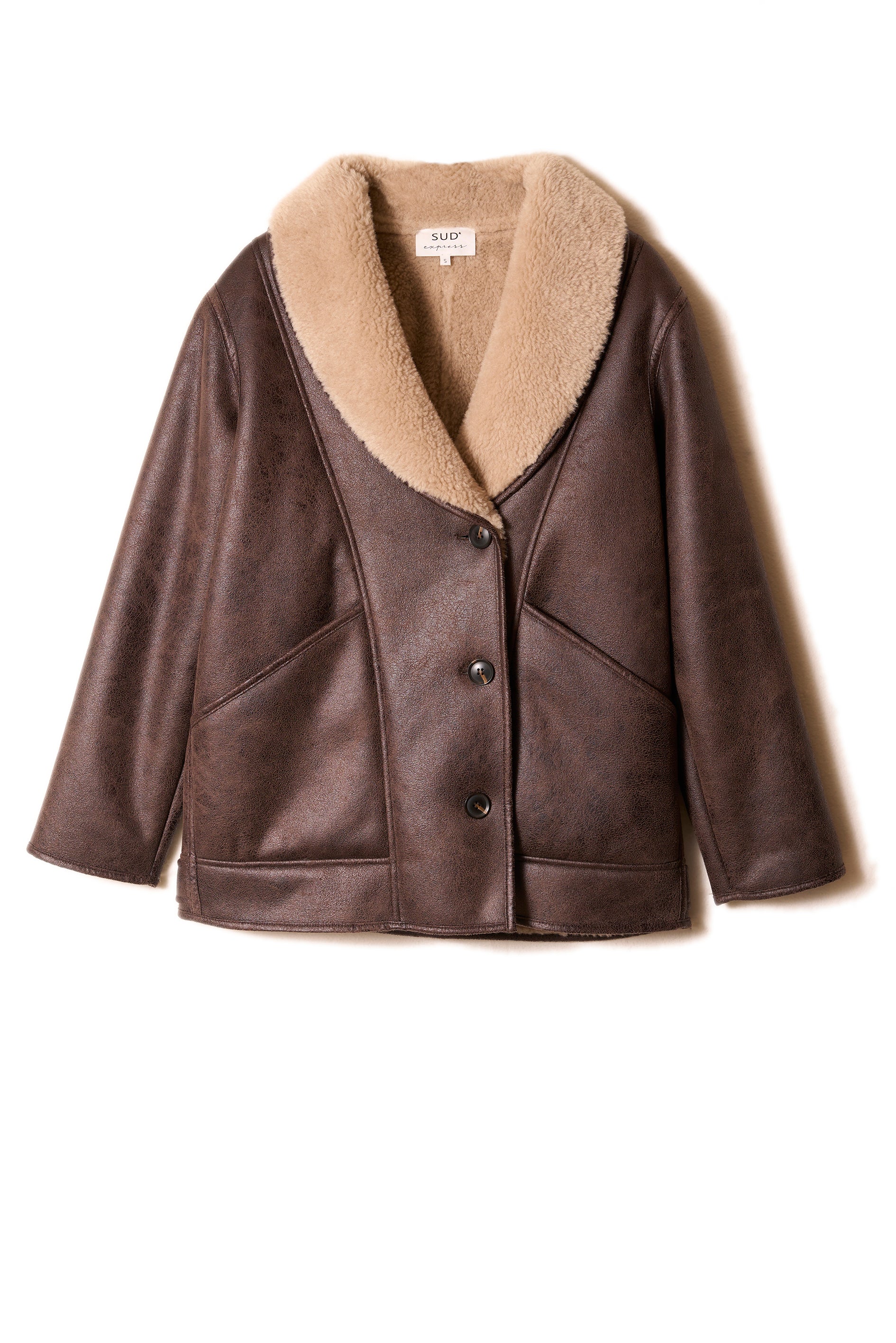 Long coat with faux fur lining - Sud Express - 6 - Sud Express