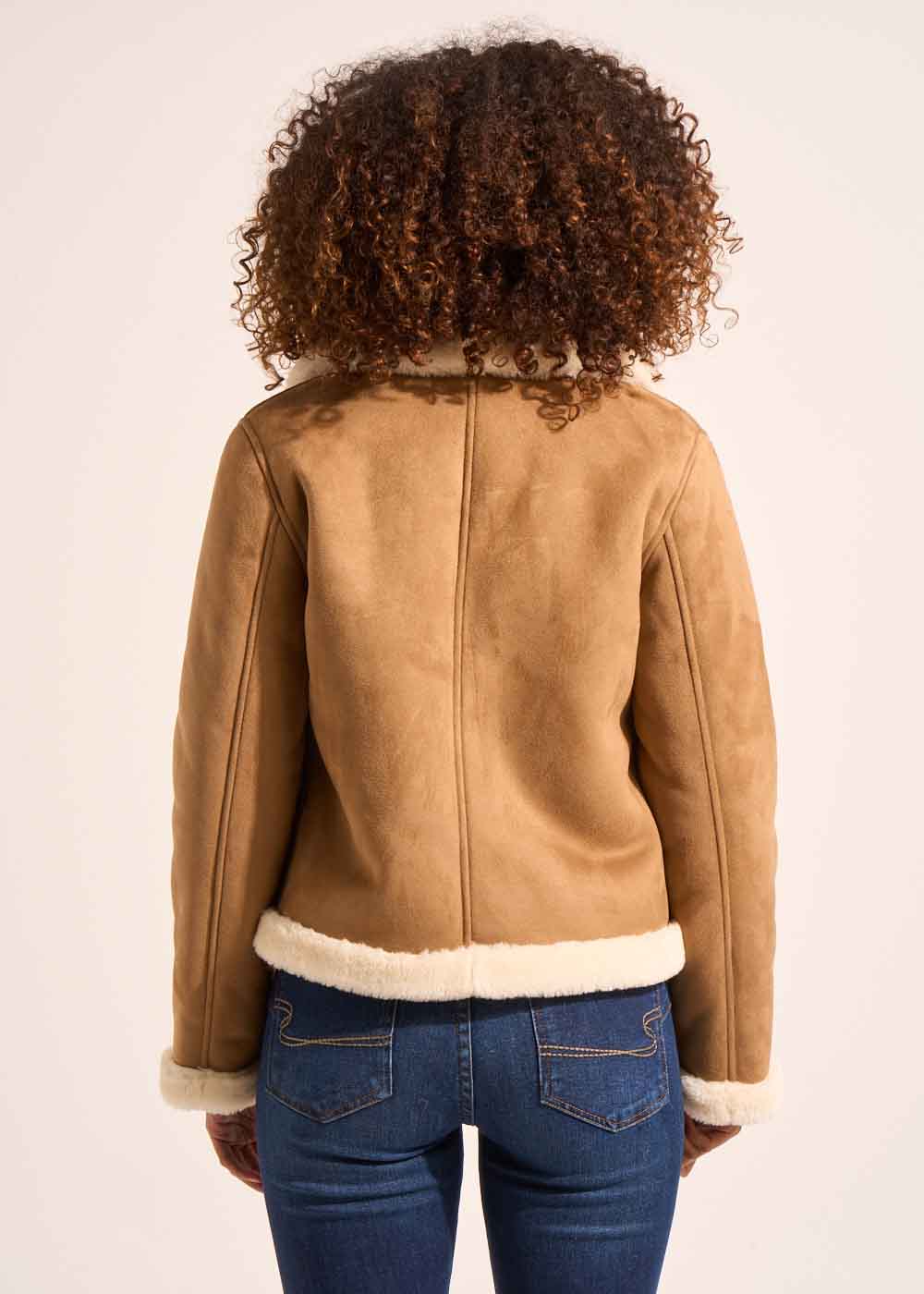 MAUREEN Veste courte en faux suède doublé fausse fourrure - 3 - Sud Express - Sud Express