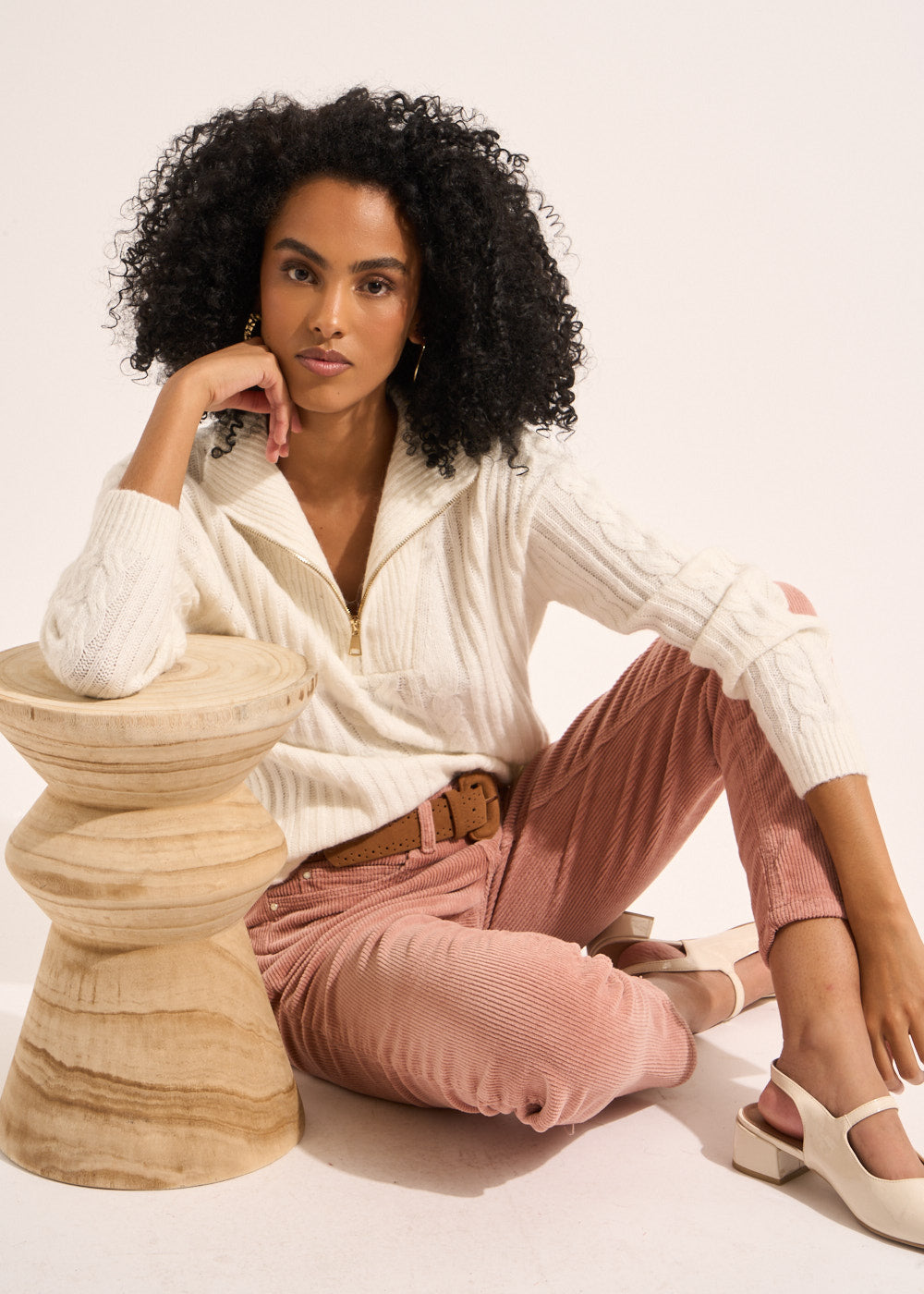 MANOUY Long-sleeved zip-up trucker-neck jumper - 1 - Sud Express - Sud Express