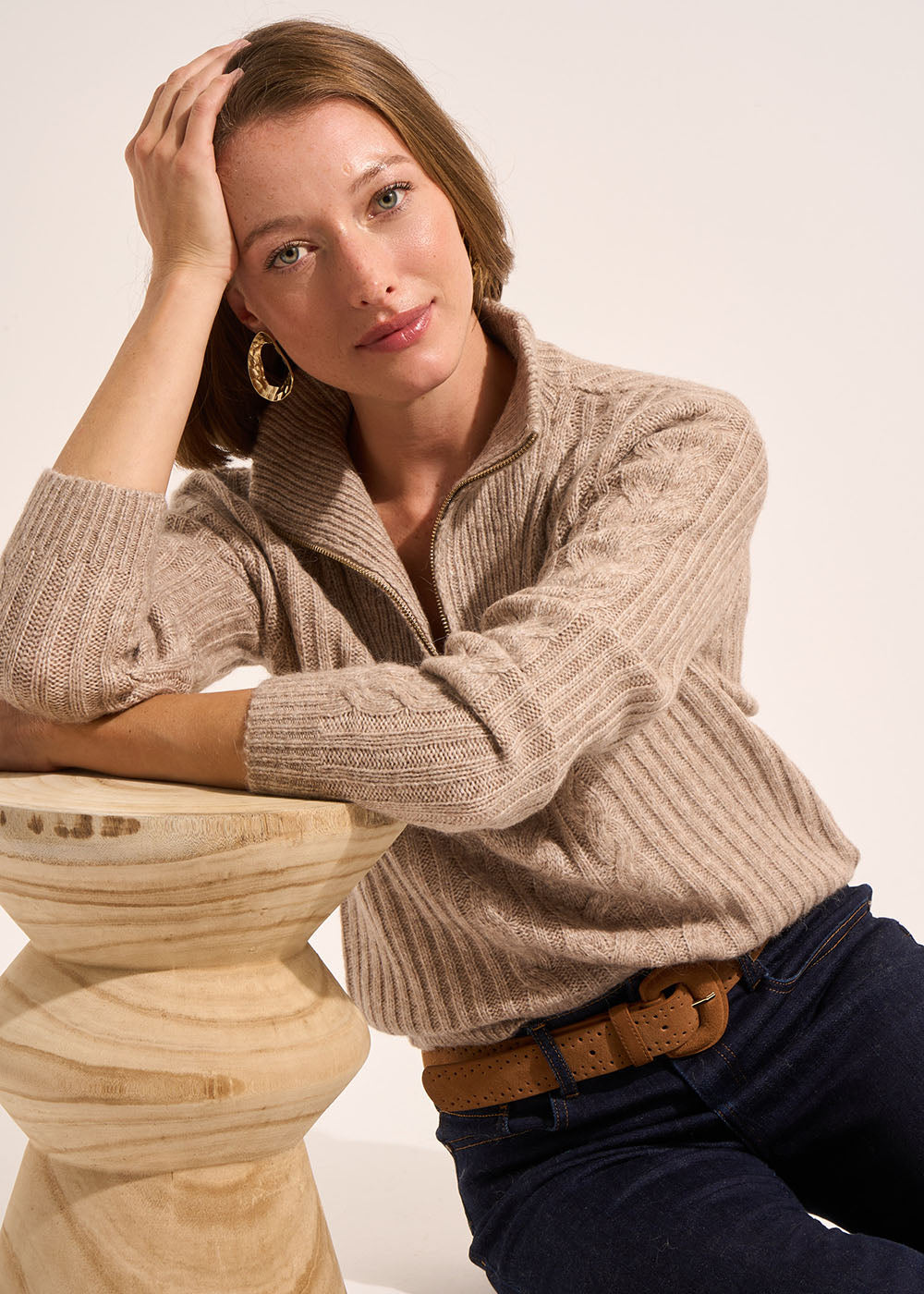 Long-sleeved zip-up trucker-neck jumper - Sud Express - 1 - Sud Express