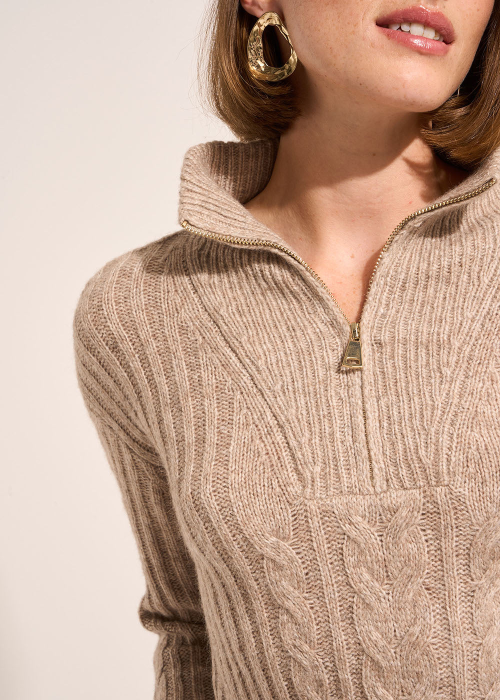 Long-sleeved zip-up trucker-neck jumper - Sud Express - 2 - Sud Express