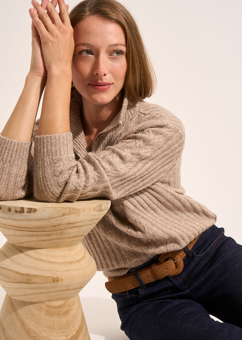 Long-sleeved zip-up trucker-neck jumper - Sud Express - 7 - Sud Express