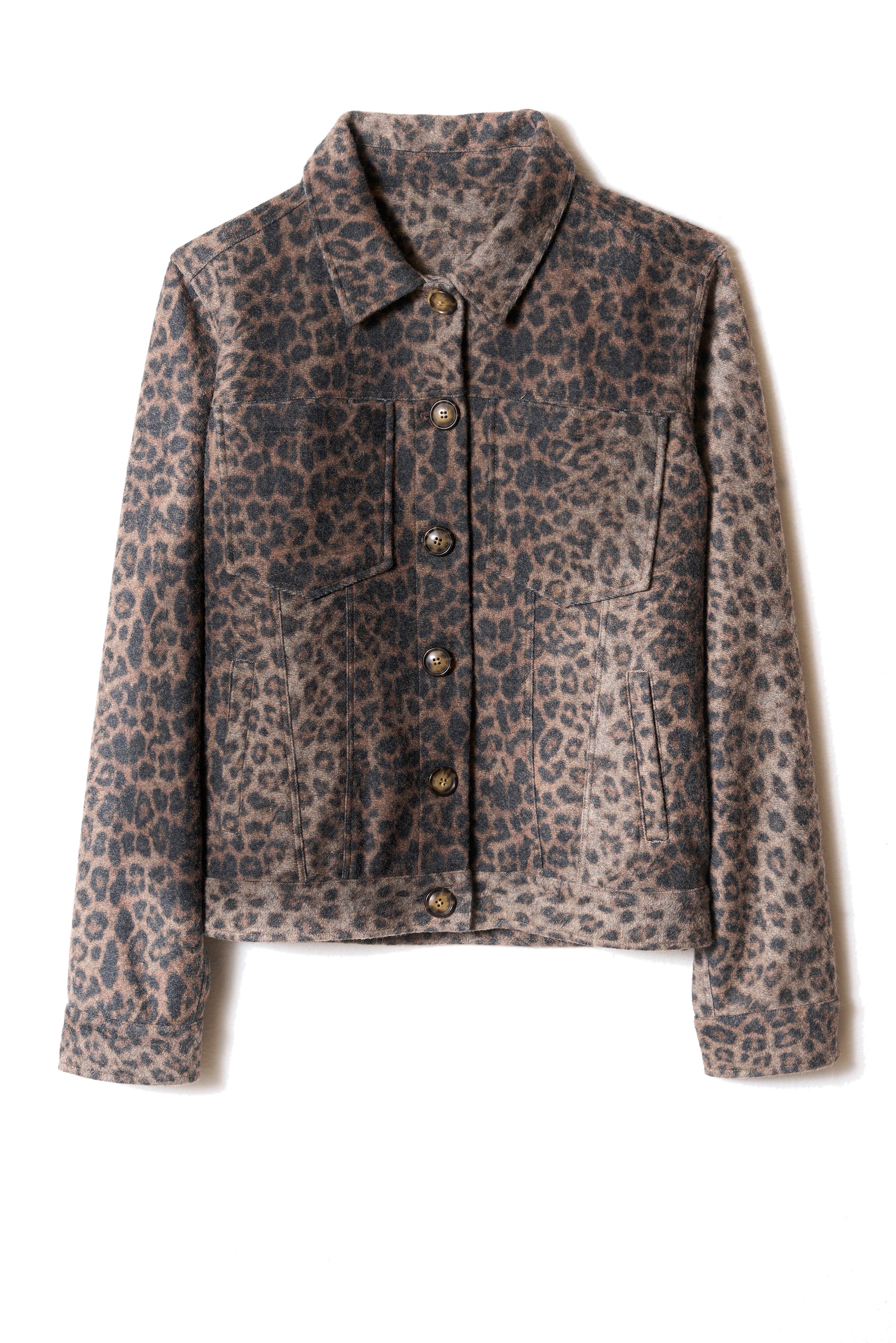 Short leopard print jacket with a straight cut - Sud Express - 6 - Sud Express