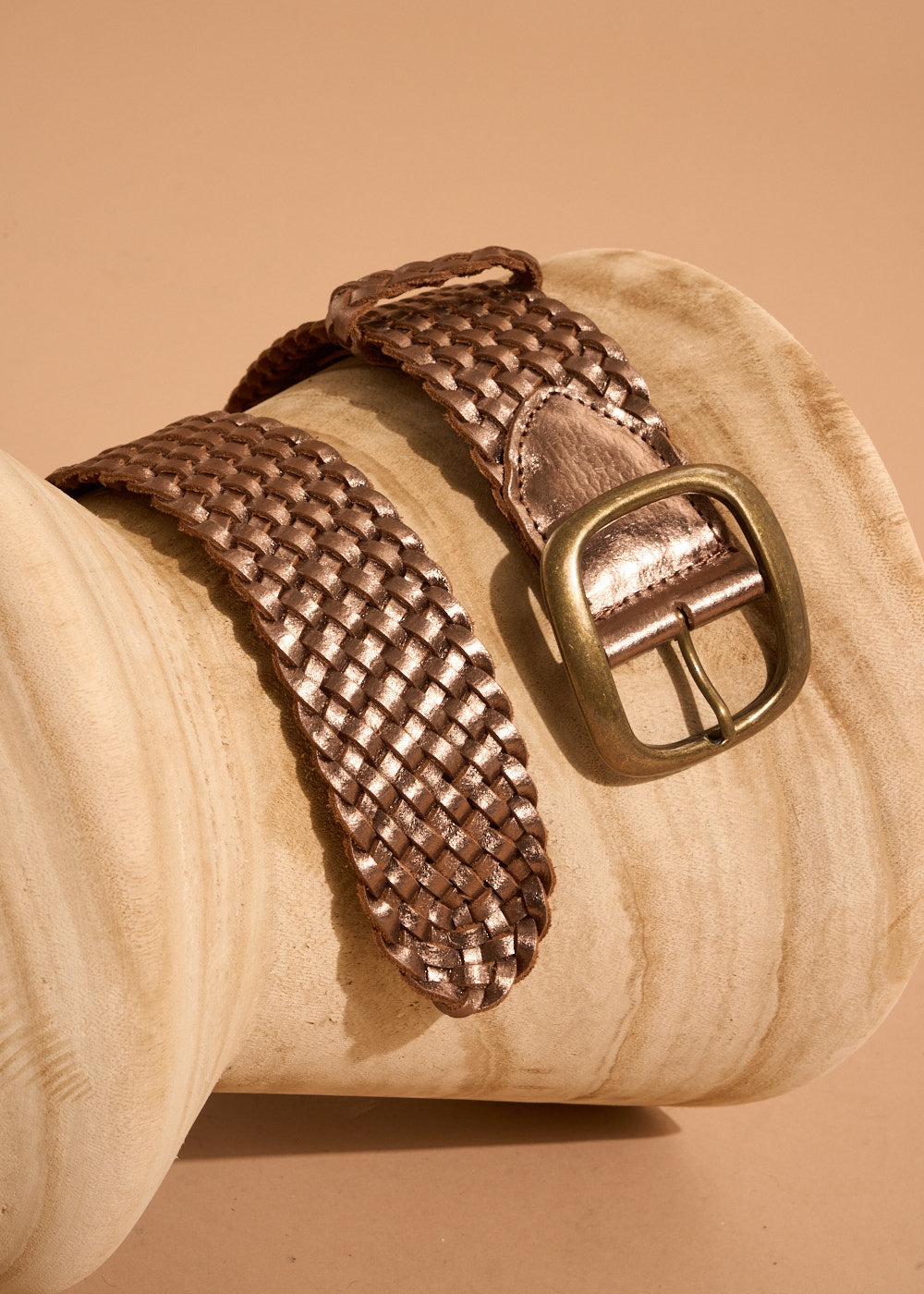 CRYSTAL Wide plaited leather belt - 2 - Sud Express - Sud Express
