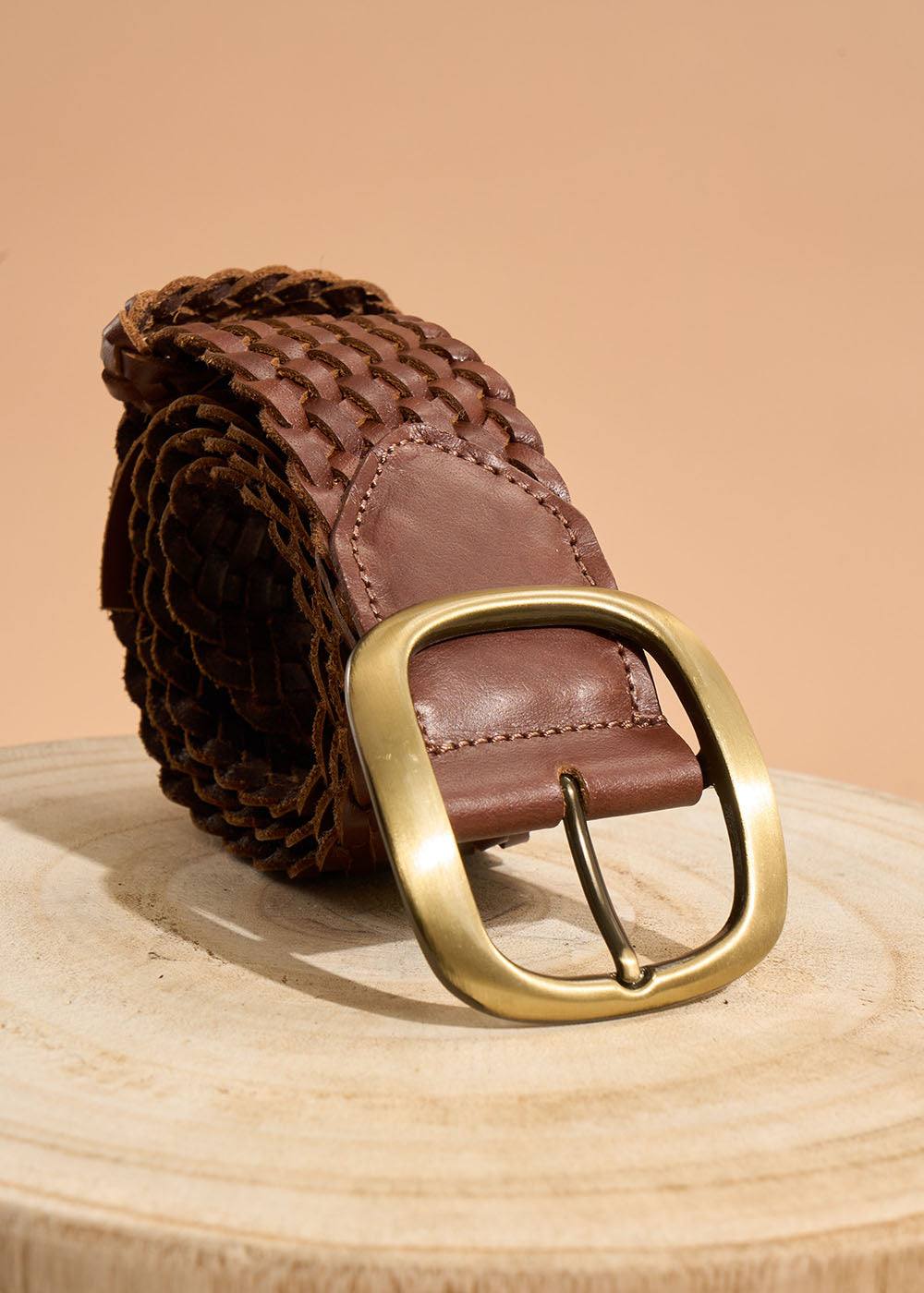 CRYSTAL Wide plaited leather belt - 1 - Sud Express - Sud Express