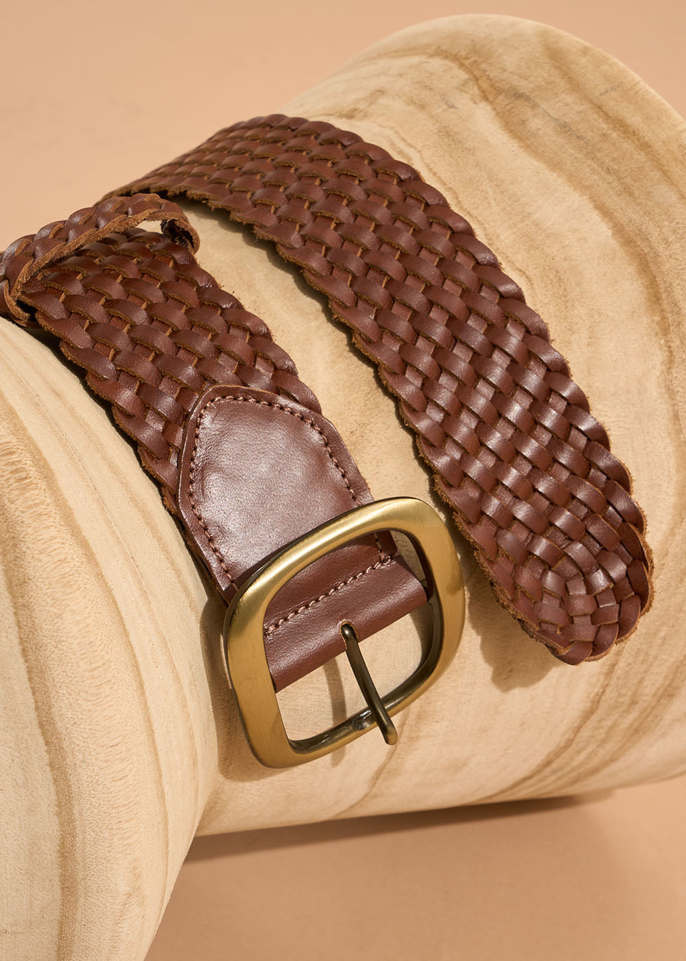 Wide plaited leather belt - Sud Express - 2 - Sud Express
