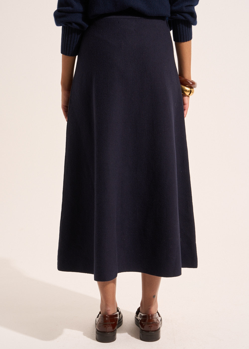 JULIENNE Flared midi skirt in cotton and wool knit - 3 - Sud Express - Sud Express