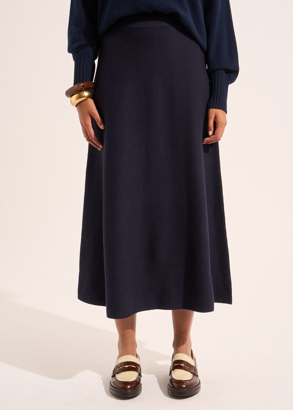 JULIENNE Flared midi skirt in cotton and wool knit - 4 - Sud Express - Sud Express