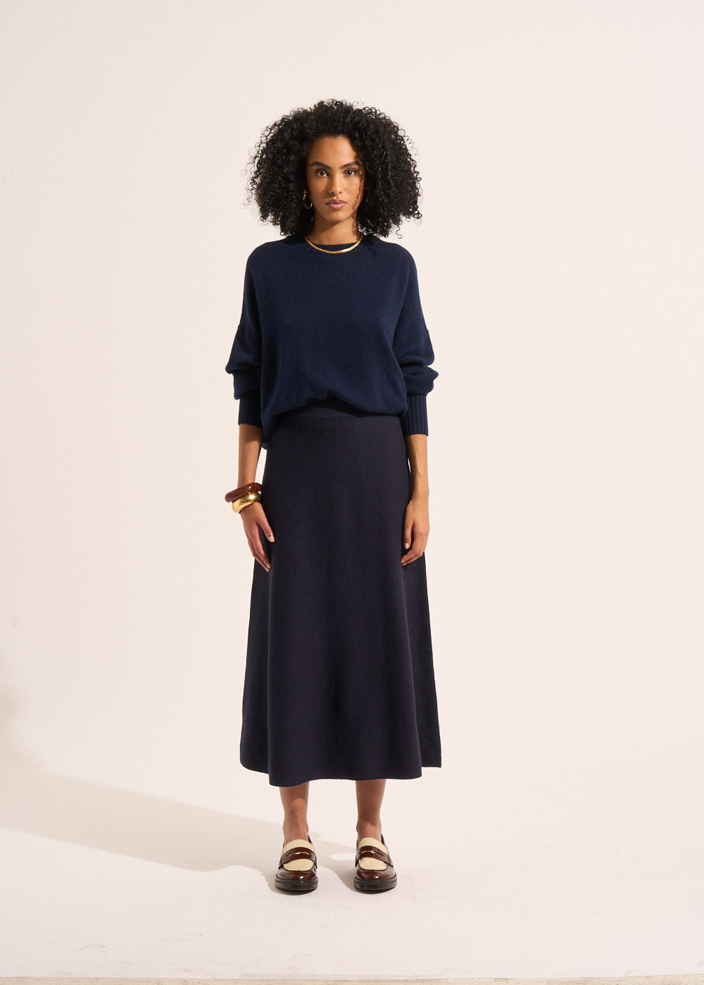 Flared midi skirt in cotton and wool knit - Sud Express - 5 - Sud Express
