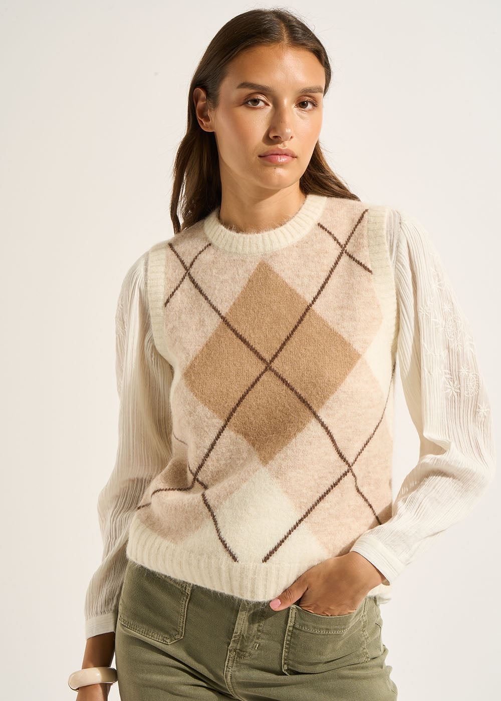 MURLINGTON Sleeveless sweater with pattern - 1 - Sud Express - Sud Express