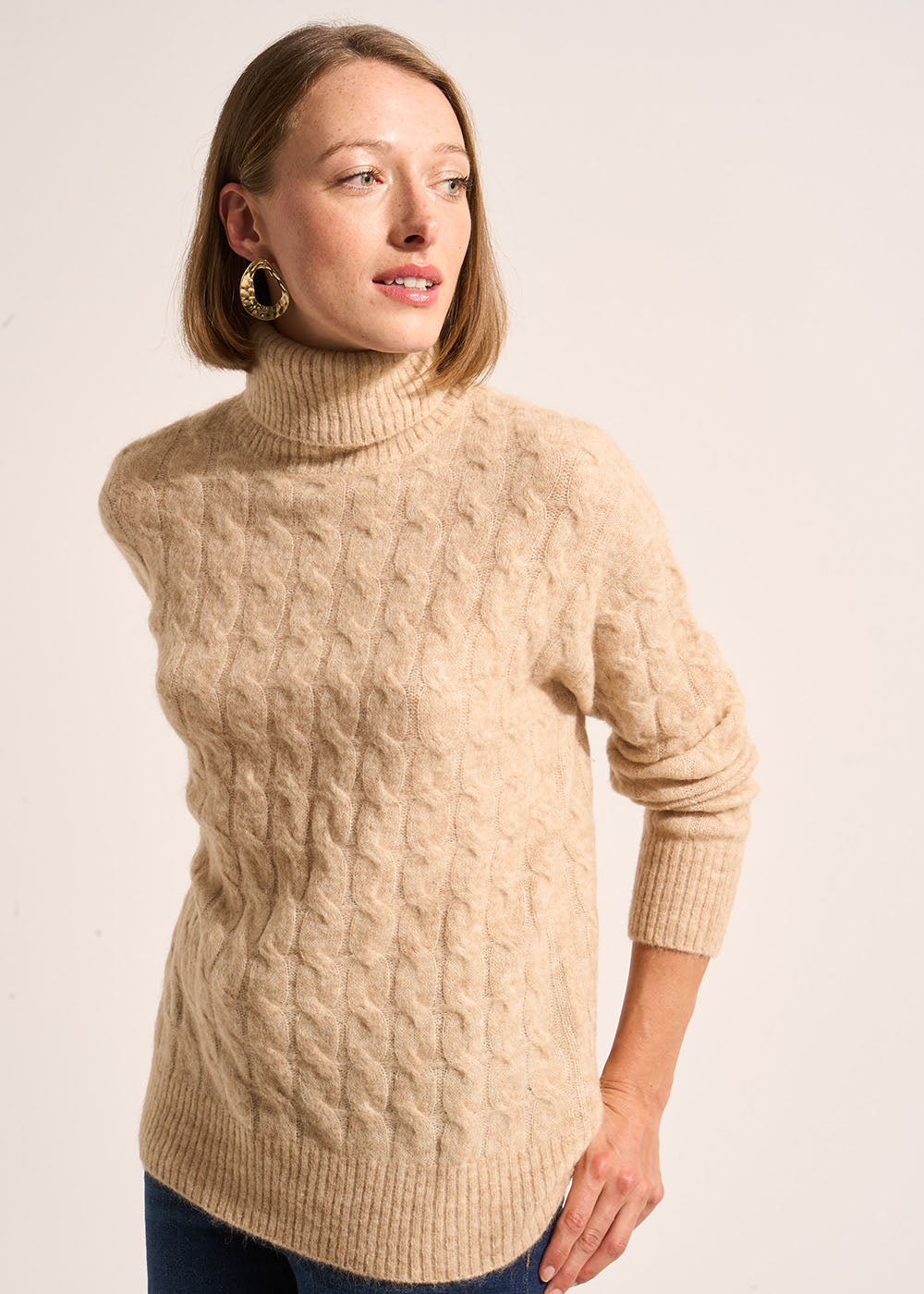 MALALA Straight-cut twisted roll neck jumper - 4 - Sud Express - Sud Express