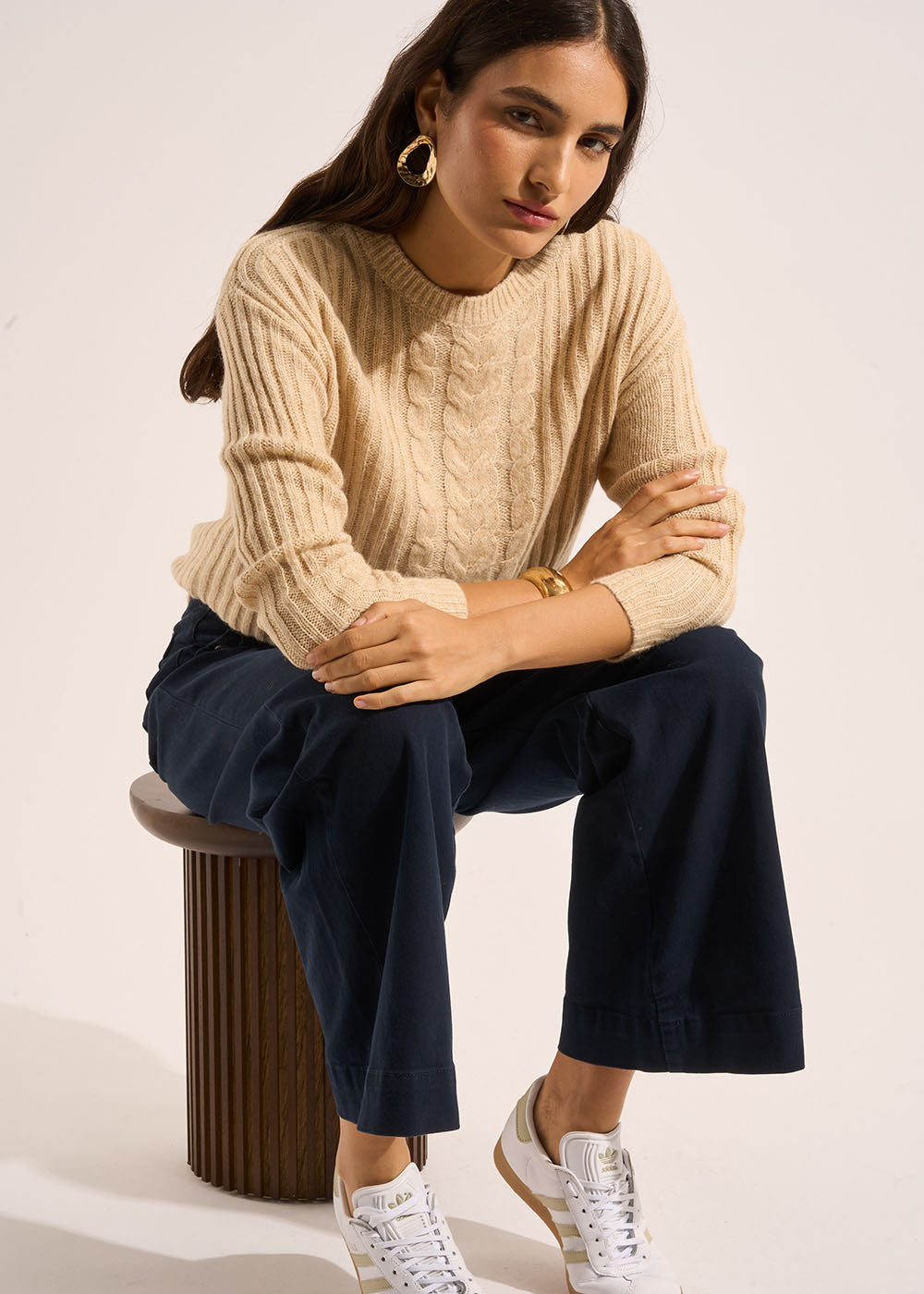 Cable knit crew neck sweater - Sud Express - 5 - Sud Express