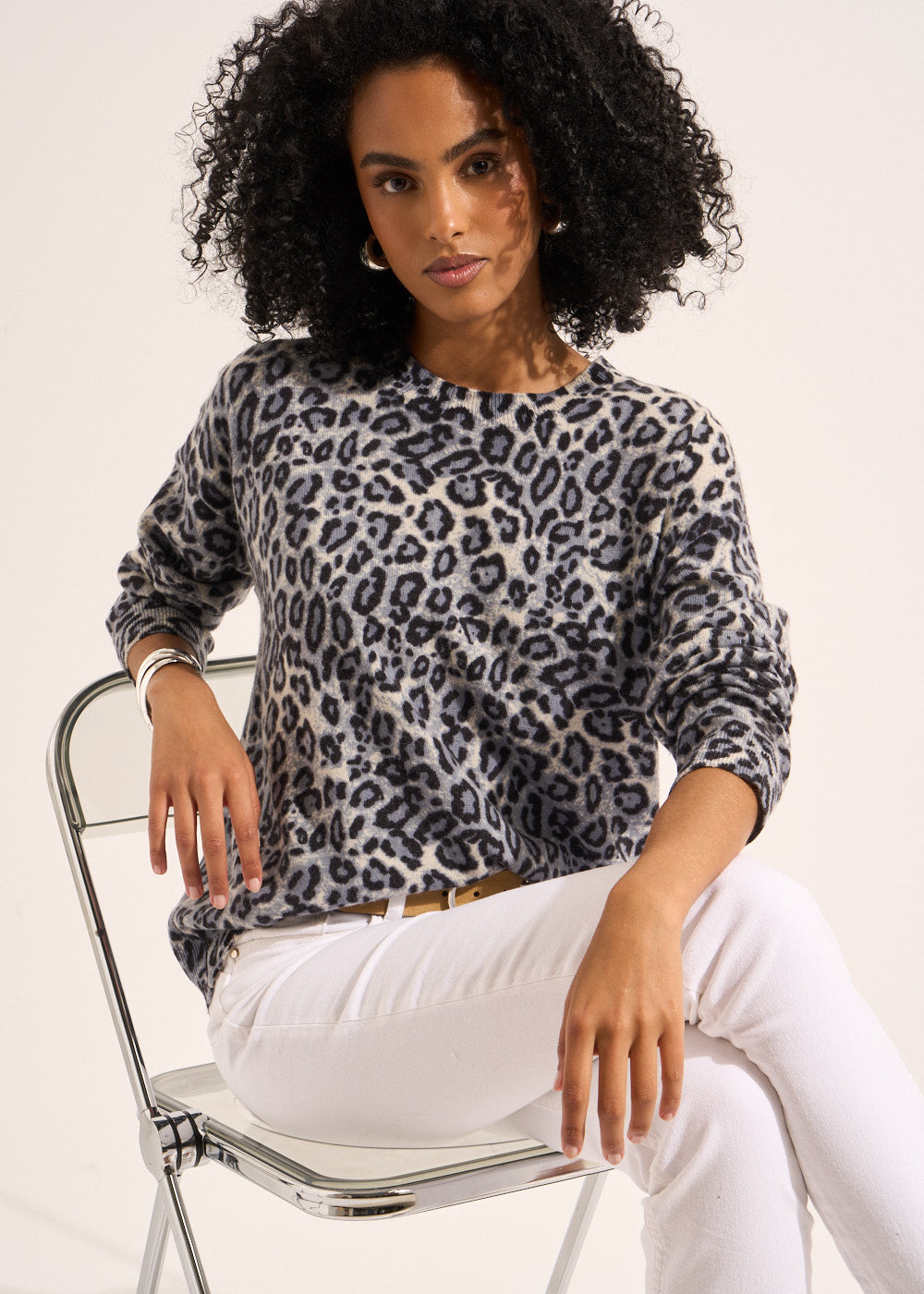 MONIA Leopard print cashmere jumper - 1 - Sud Express - Sud Express