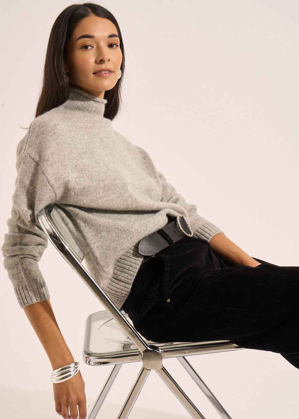 MALIETTE Sweater with a rolled-up high collar and long sleeves - 1 - Sud Express - Sud Express