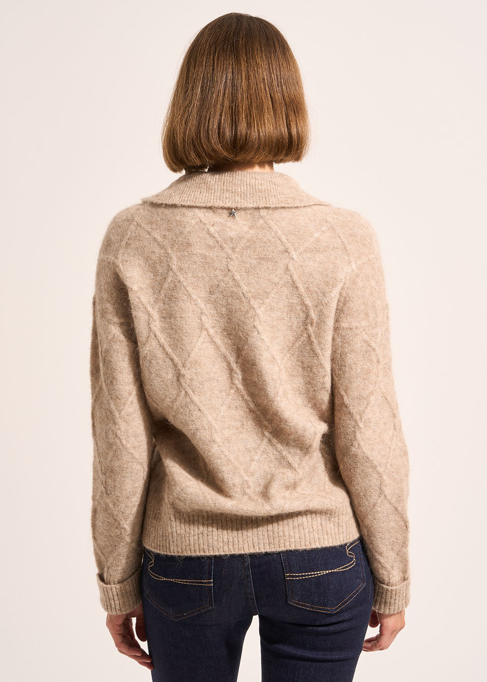 MAURICETTE Loose-fitting cable-knit jumper with a wide collar - 3 - Sud Express - Sud Express