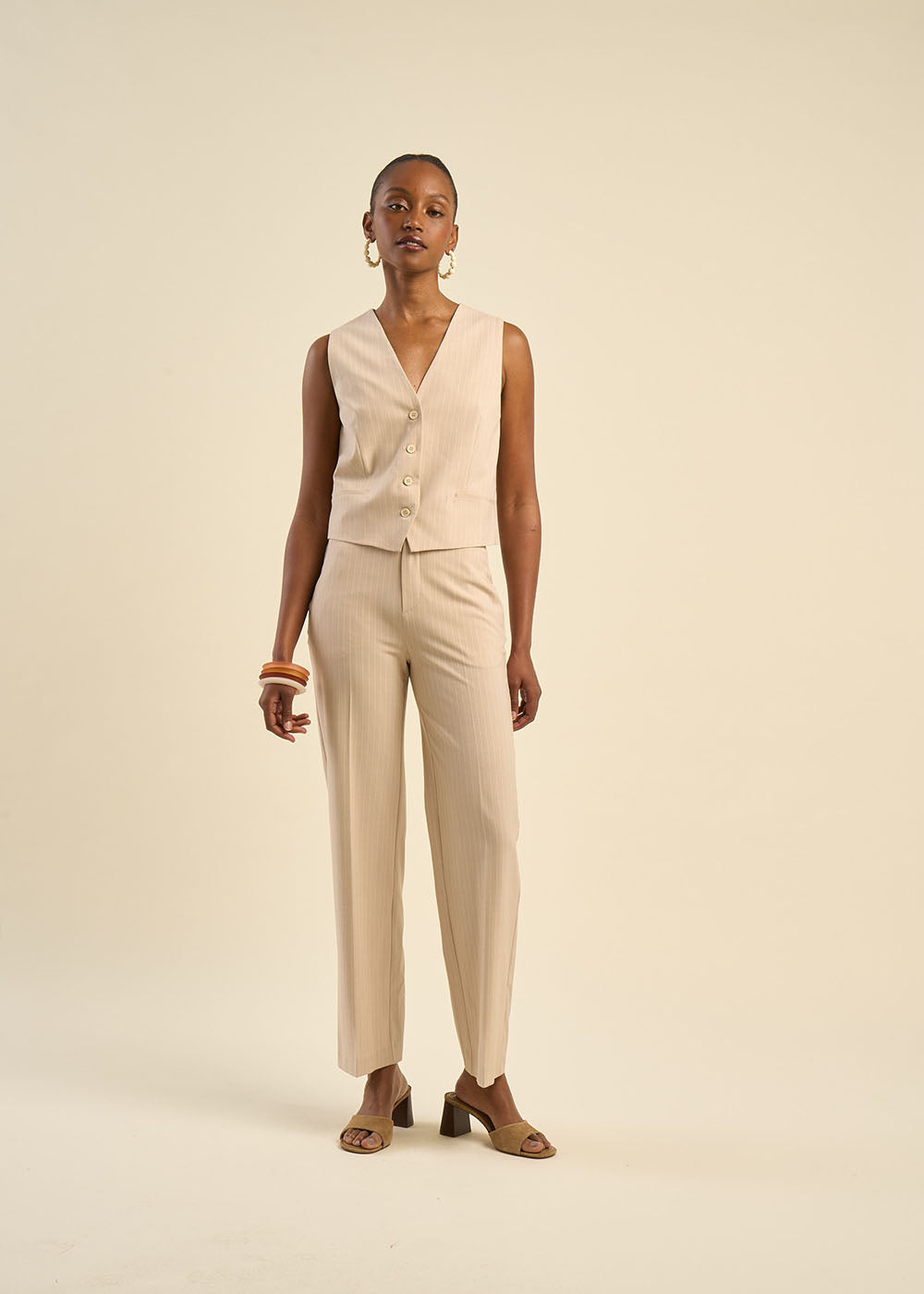 Long pants with fine stripes - Sud Express - 1 - Sud Express