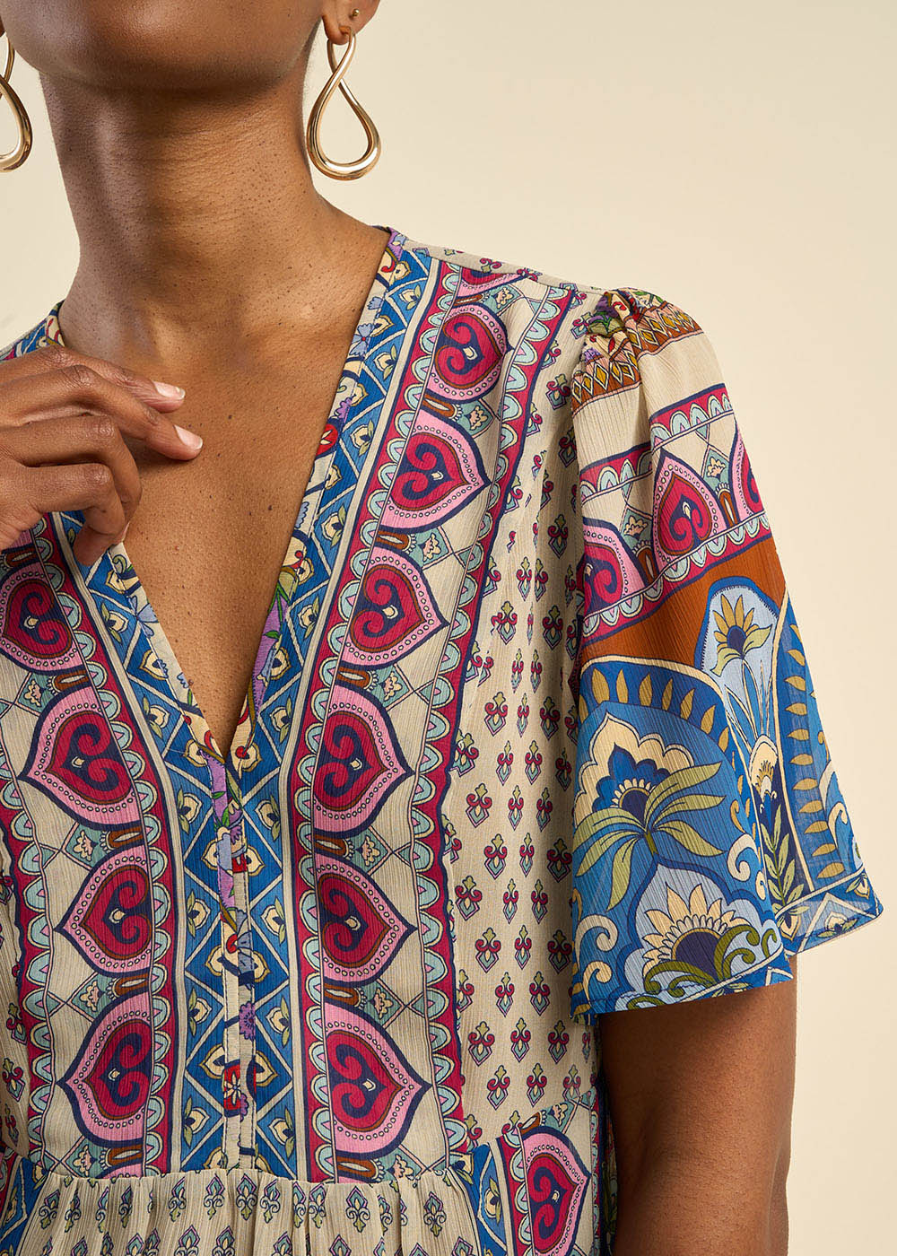 TALIDA Flowy scarf-print top - 2 - Sud Express - Sud Express