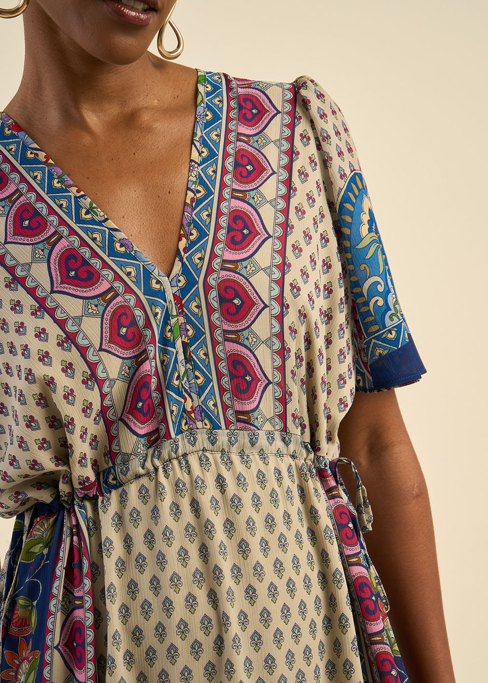 RATHILDA Bohemian maxi dress with V neckline - 2 - Sud Express - Sud Express