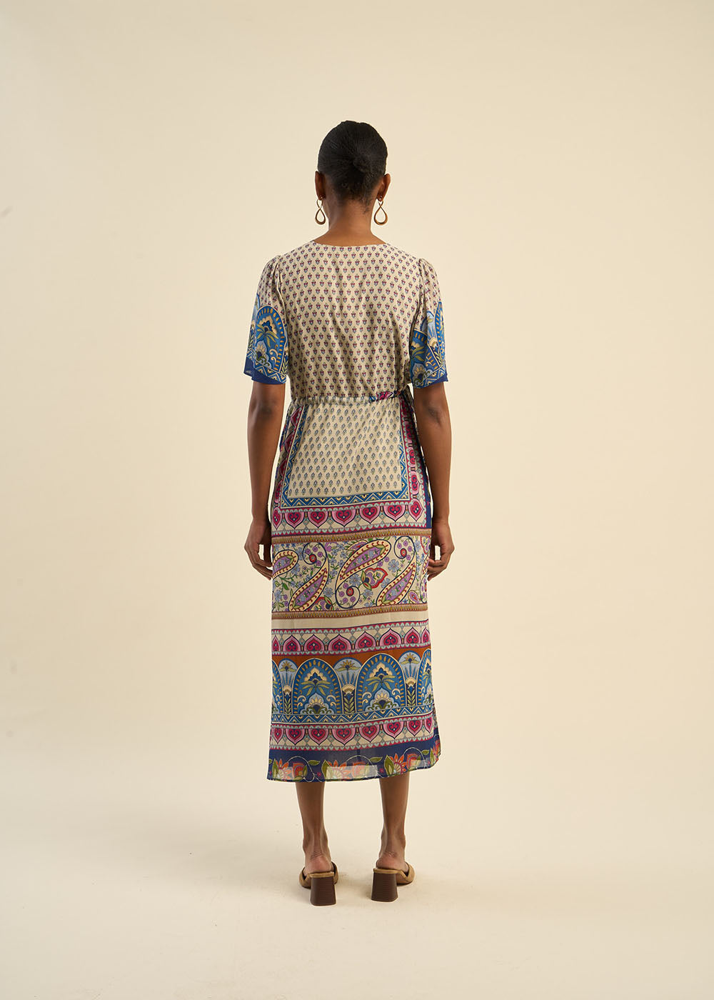 RATHILDA Bohemian maxi dress with V neckline - 3 - Sud Express - Sud Express