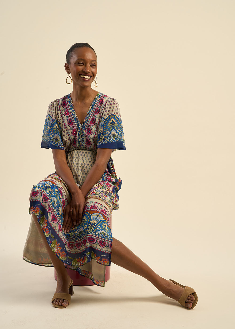 Bohemian maxi dress with V neckline - Sud Express - 6 - Sud Express