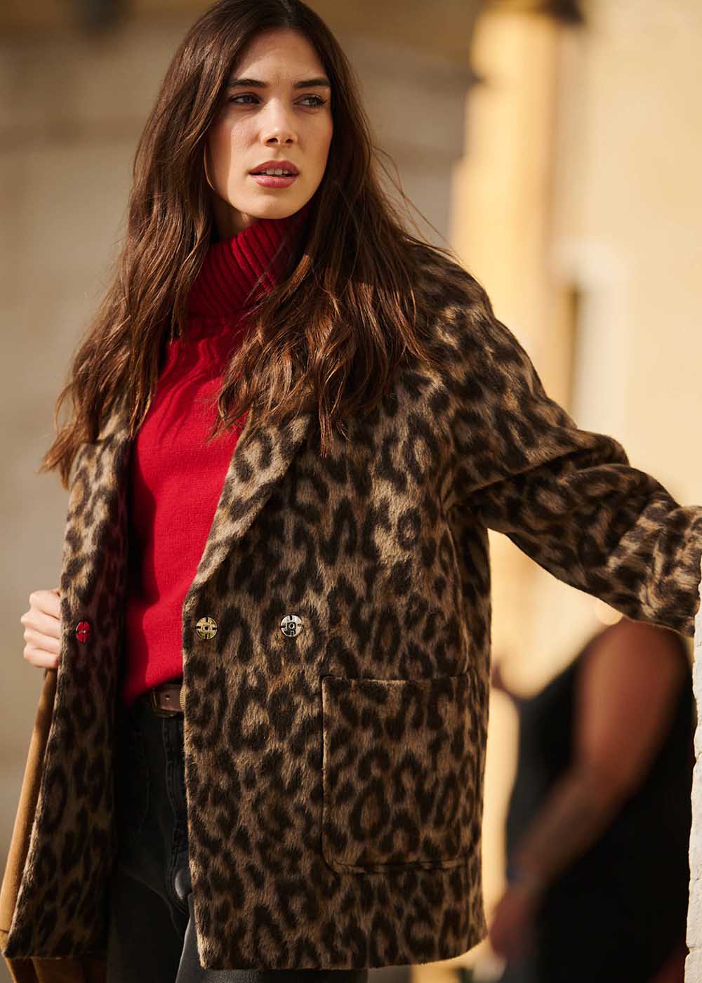 MANOUDI Loose-fitting coat with animal print - 1 - Sud Express - Sud Express