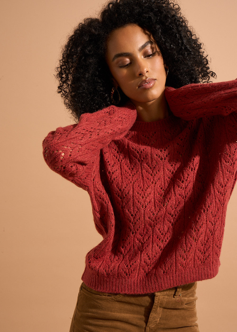 MACHOU Round-neck jumper with openwork lace stitching - 1 - Sud Express - Sud Express