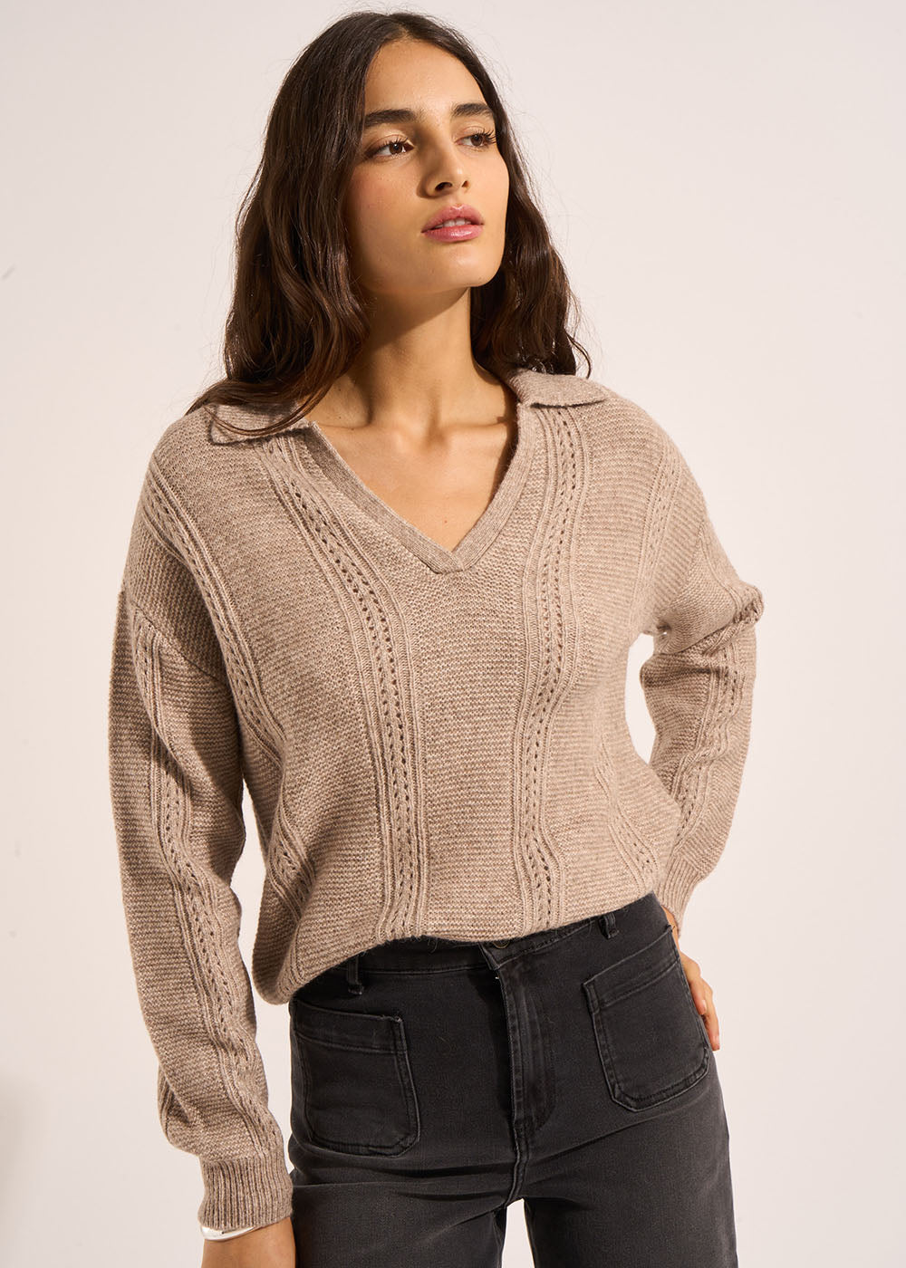 MALENOU Open collar sweater  - 1 - Sud Express - Sud Express