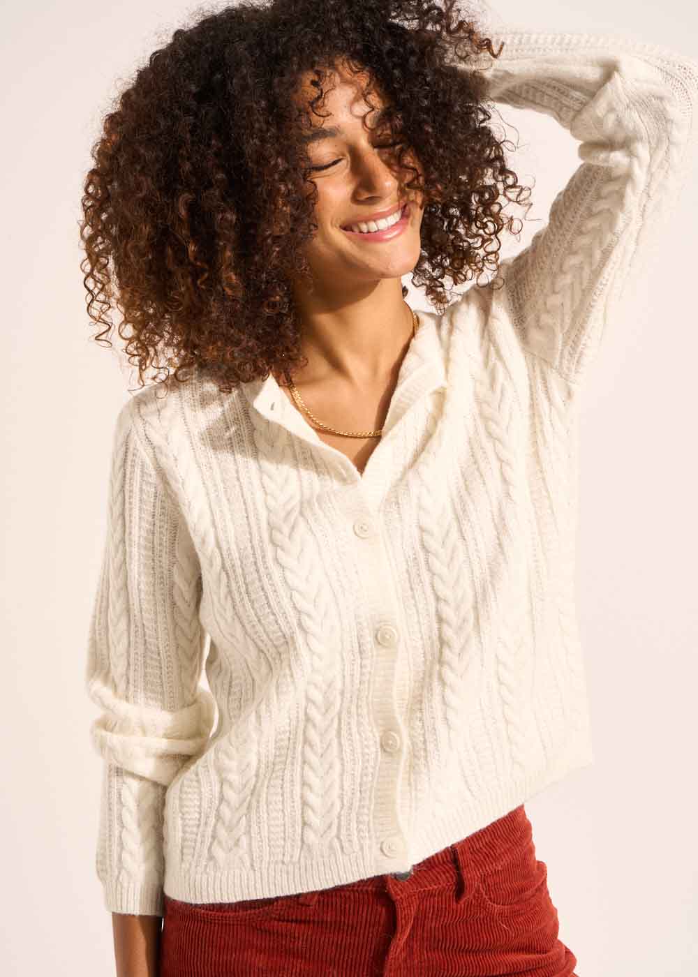 GILIOU Cropped cardigan with crew neck - 1 - Sud Express - Sud Express