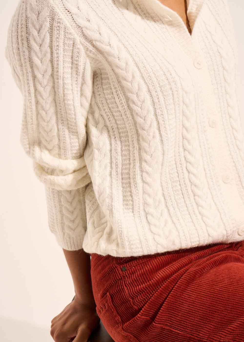 Cropped cardigan with crew neck - Sud Express - 5 - Sud Express