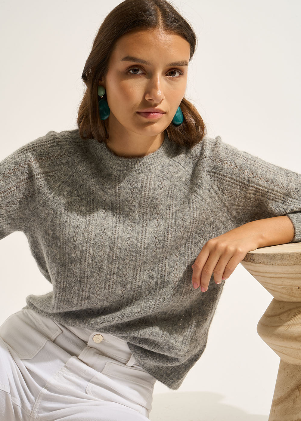MALICIA Round-neck jumper with wide raglan sleeves - 1 - Sud Express - Sud Express