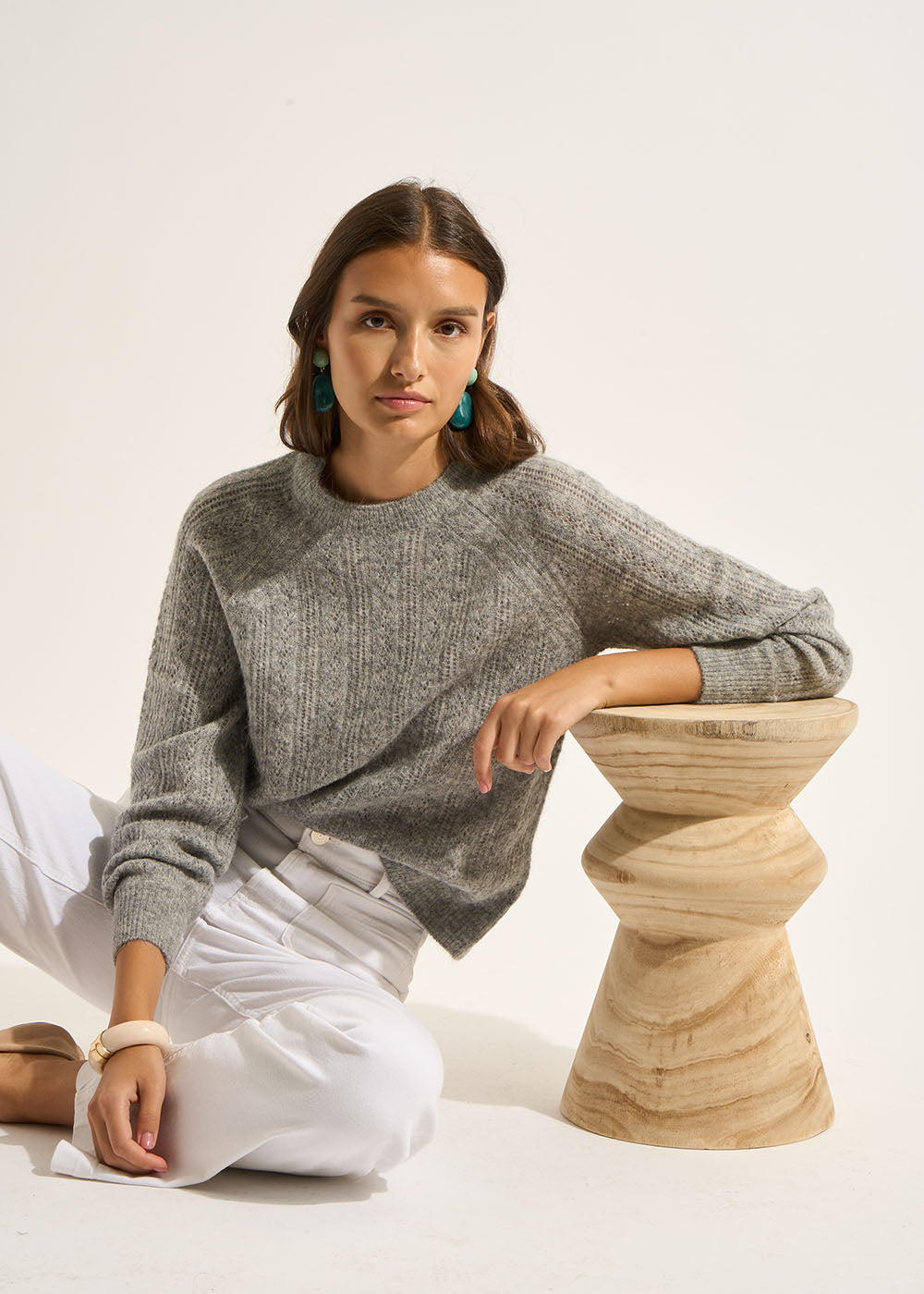 Round-neck jumper with wide raglan sleeves - Sud Express - 5 - Sud Express