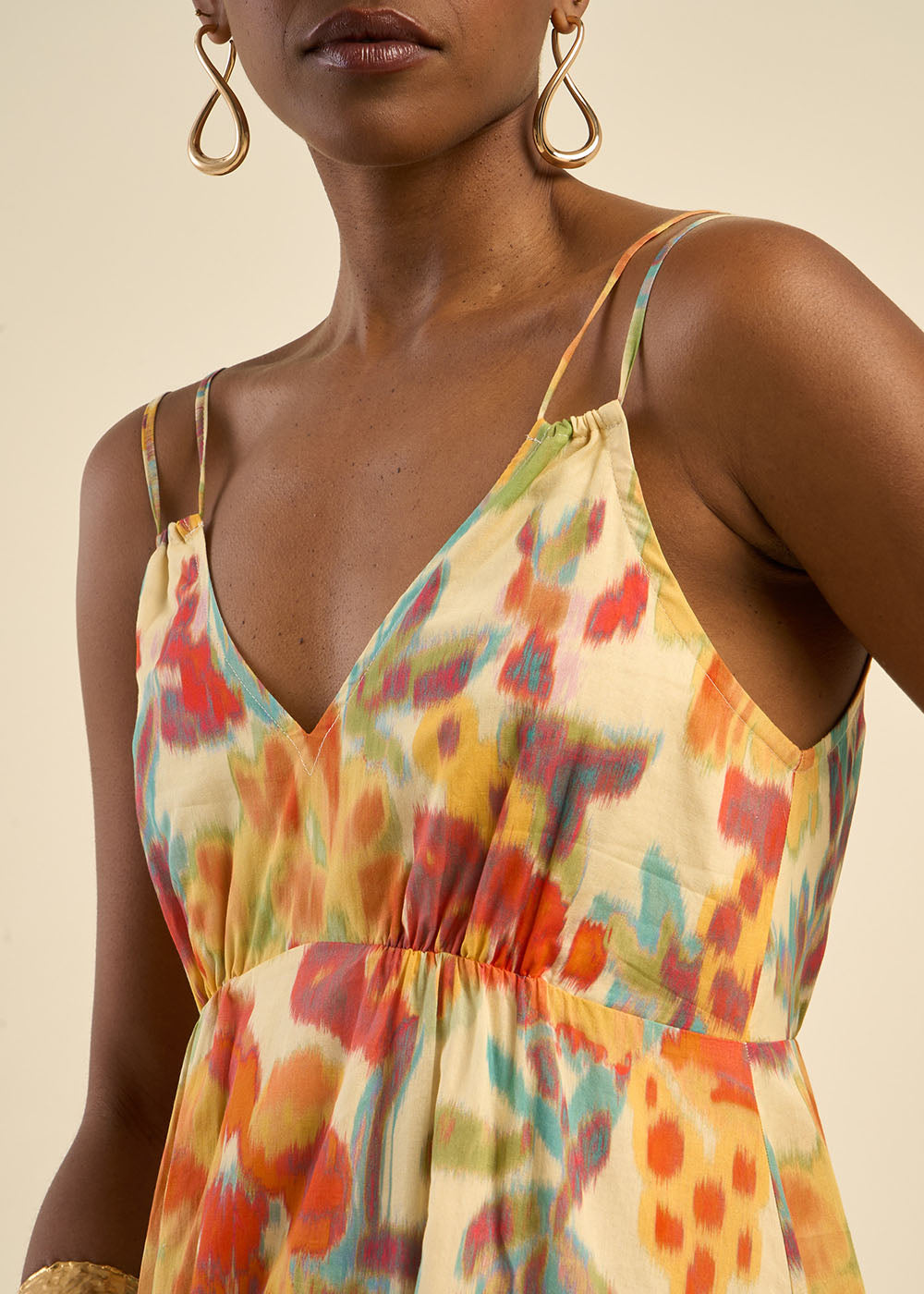 RALOZA Long dress with straps and multicoloured motifs - 2 - Sud Express - Sud Express