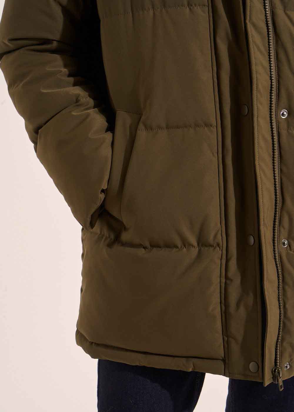 Mid-thigh iridescent puffer jacket with detachable hood - Sud Express - 5 - Sud Express