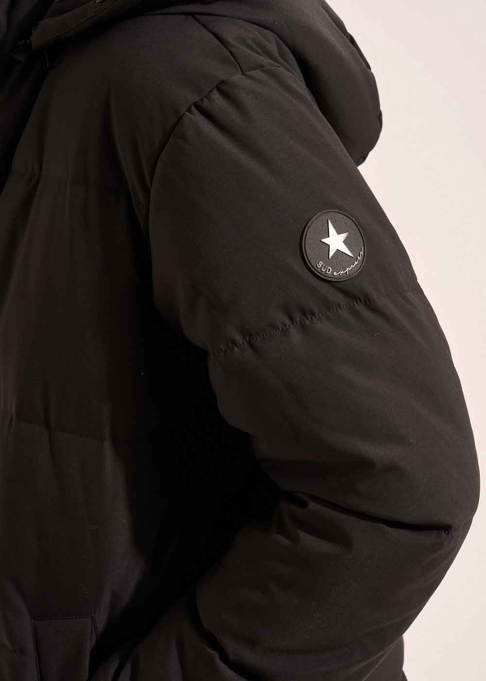 Mid-thigh iridescent puffer jacket with detachable hood - Sud Express - 5 - Sud Express